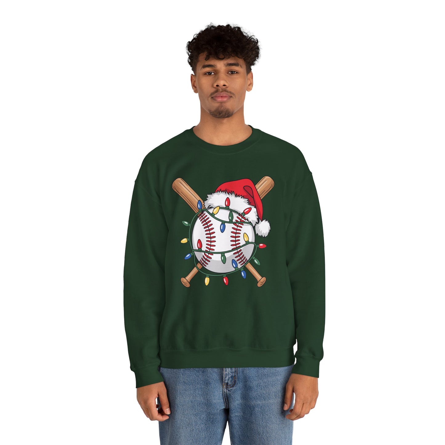 Santa Sports Design For Men Boys Christmas Baseball Player Sweatshirt