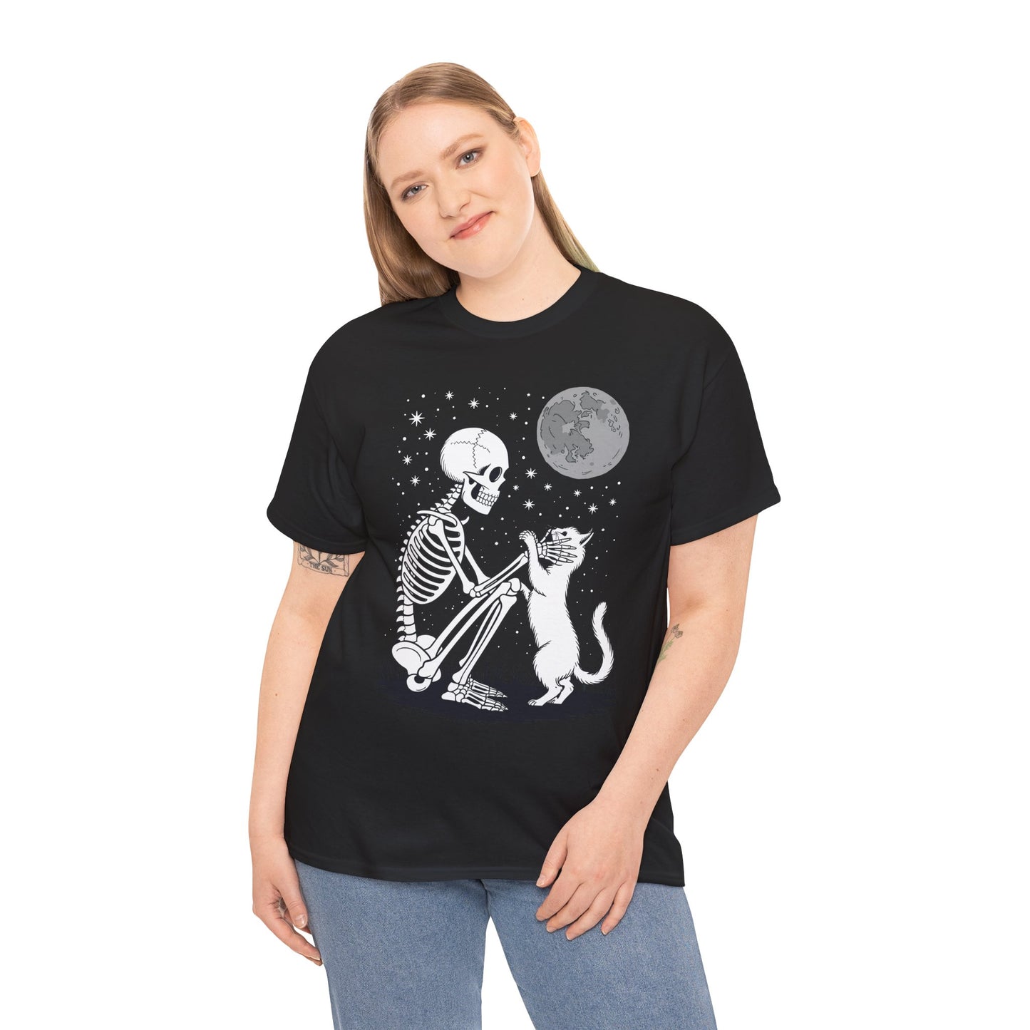 Skeleton Cat Skull Kitty Cute Goth Halloween Men Women T-Shirt
