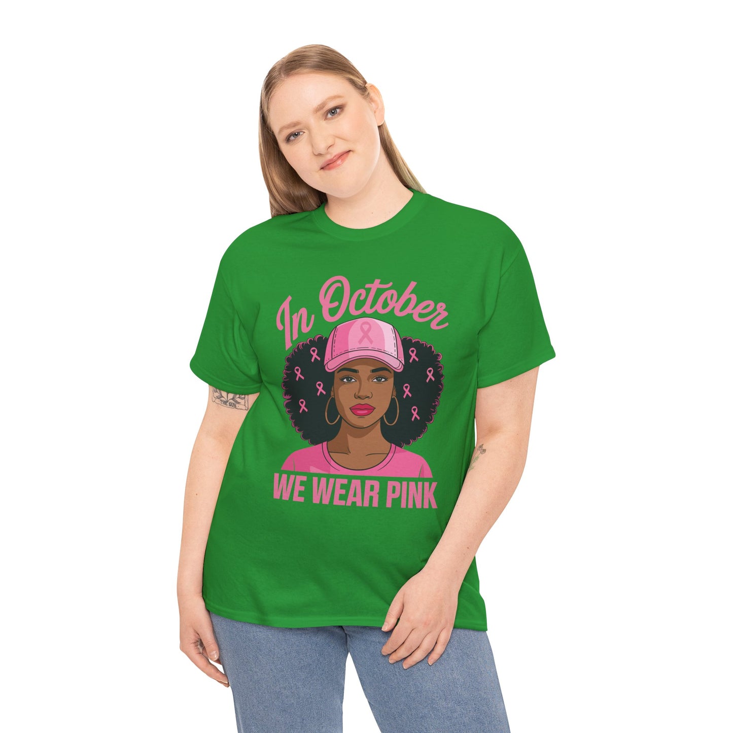 In October We Wear Pink Black Women Breast Cancer Awareness T-Shirt