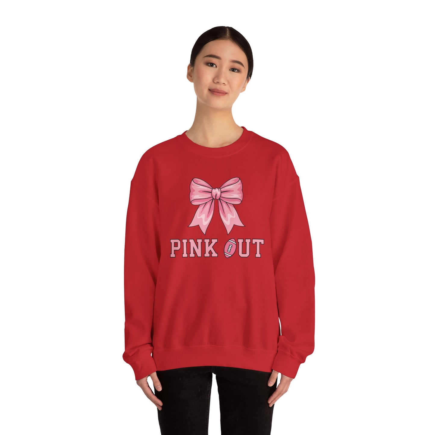 Pink Out Football Bow Preppy Breast Cancer Awareness Women Sweatshirt