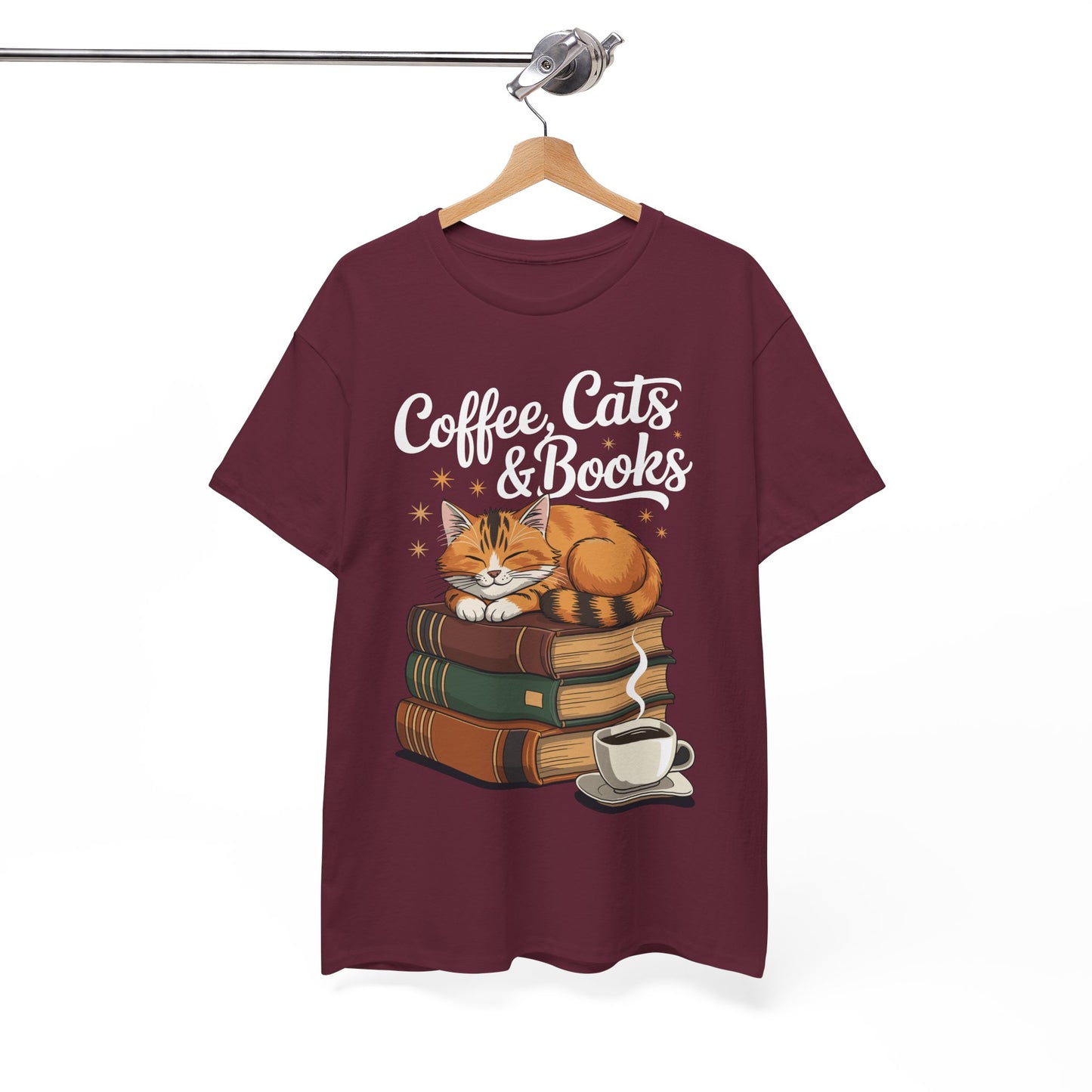 Coffee Cats & Books Lover Tee