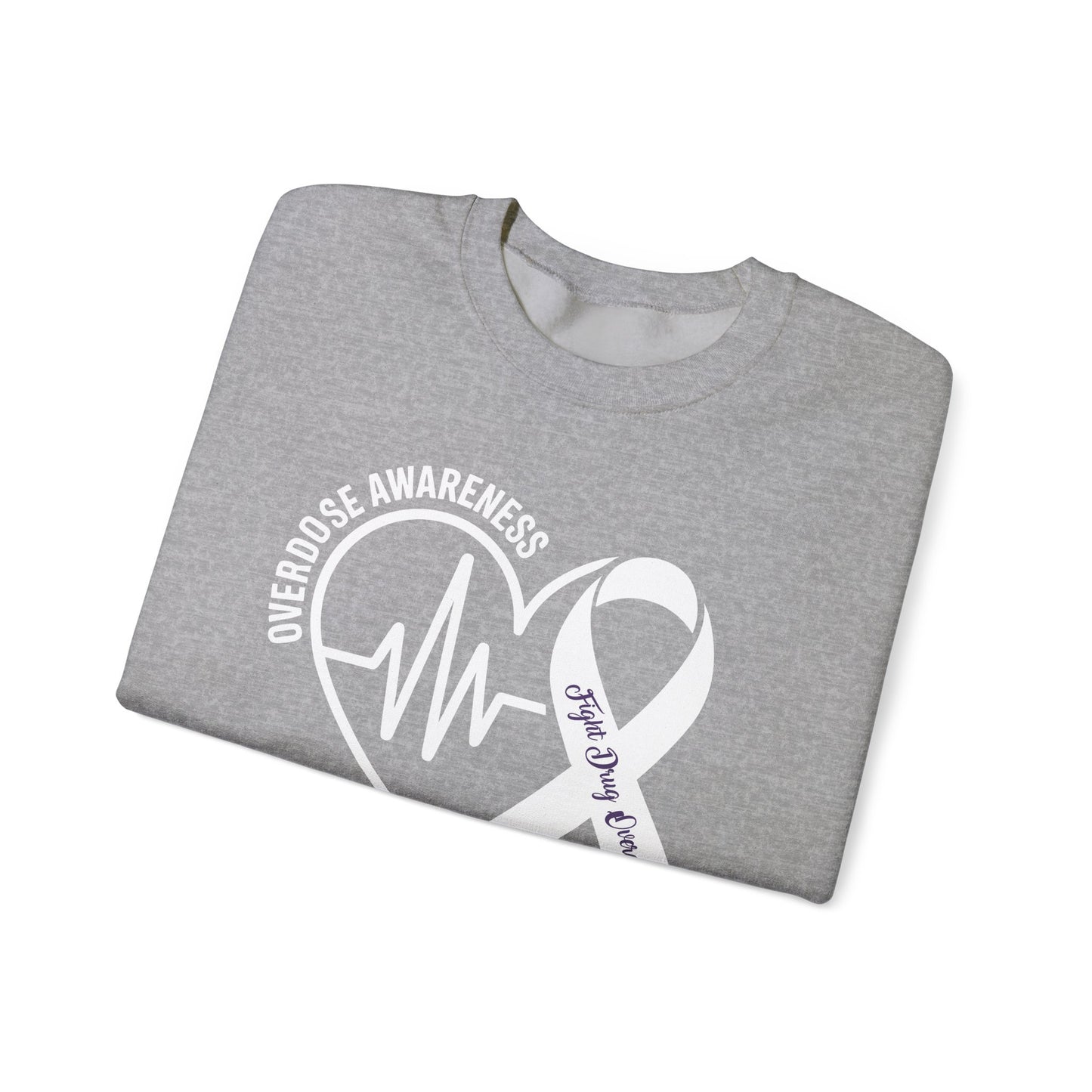 Overdose Awareness Month Heart Purple Ribbon Support Sweatshirt