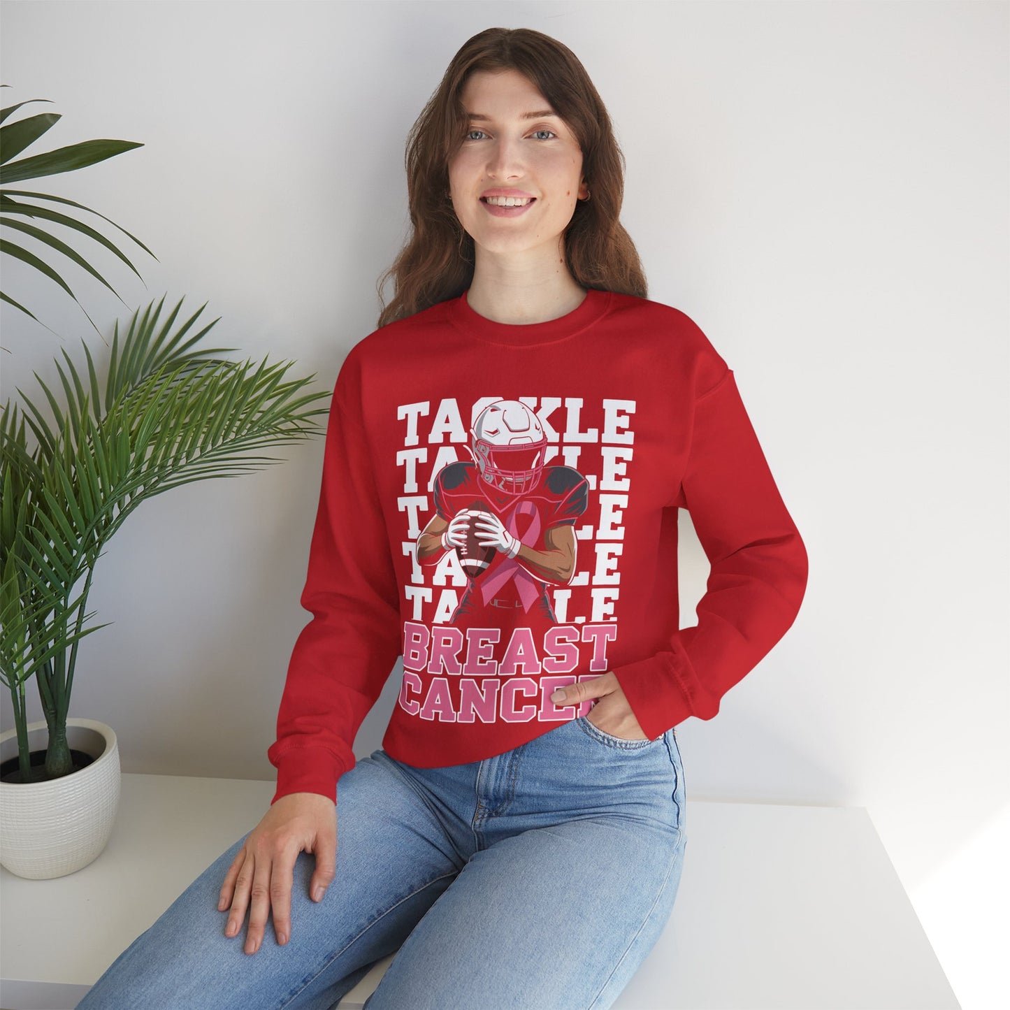 Tackle Football Breast Cancer Awareness Pink Ribbon Sweatshirt