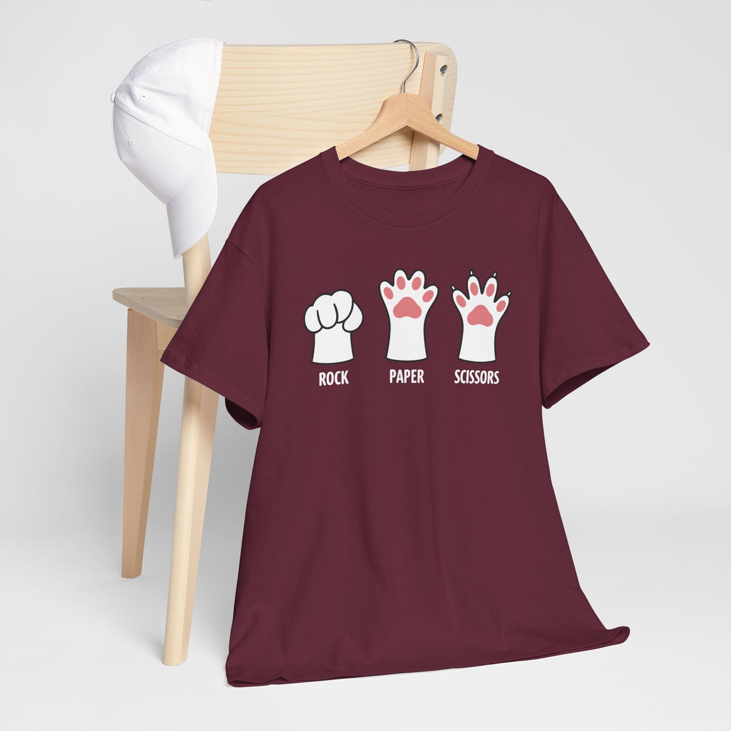 Funny Introvert Cat Animal Rescue Rock Paper Scissors Cute Paw Cat T-Shirt