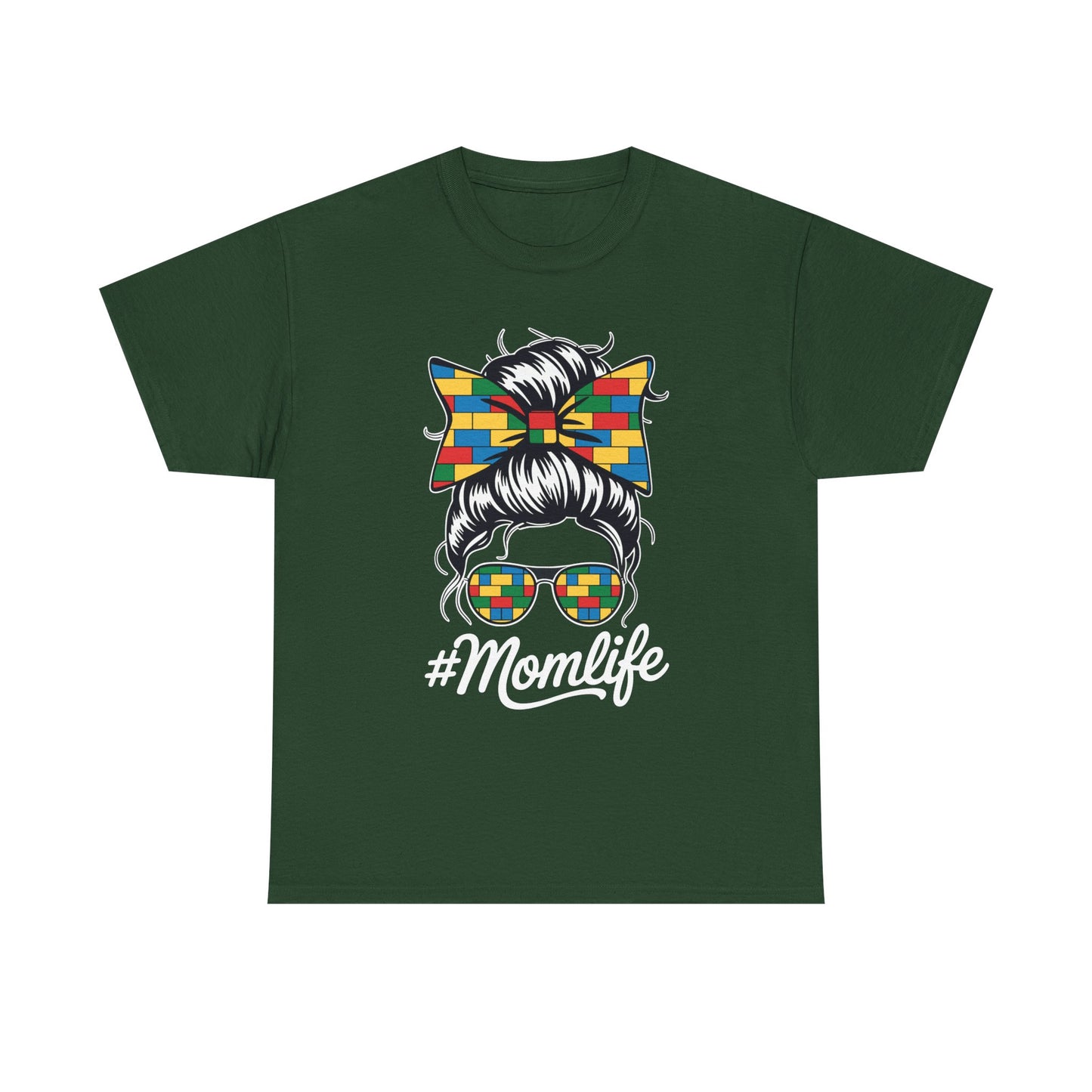 Building Block Messy Bun Mom Life Master Builder Mothers Day T-Shirt
