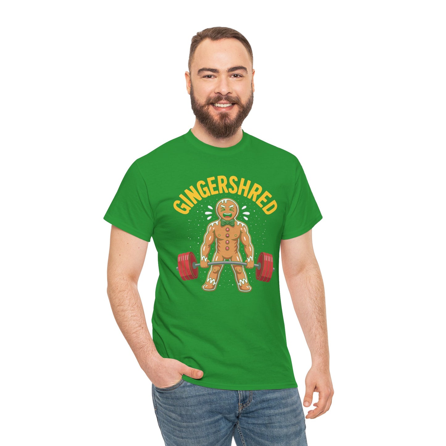 Funny Gingershred Gingerbread Man Gym Bodybuilding Christmas T-Shirt