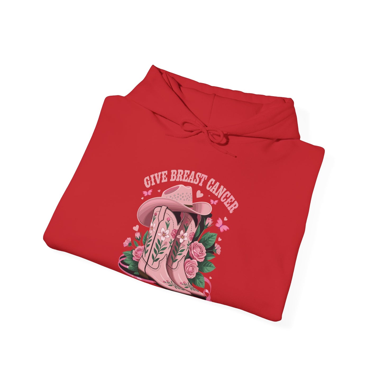 Give Breast Cancer The Boot Cowgirl Cancer Awareness Ribbon Hoodie