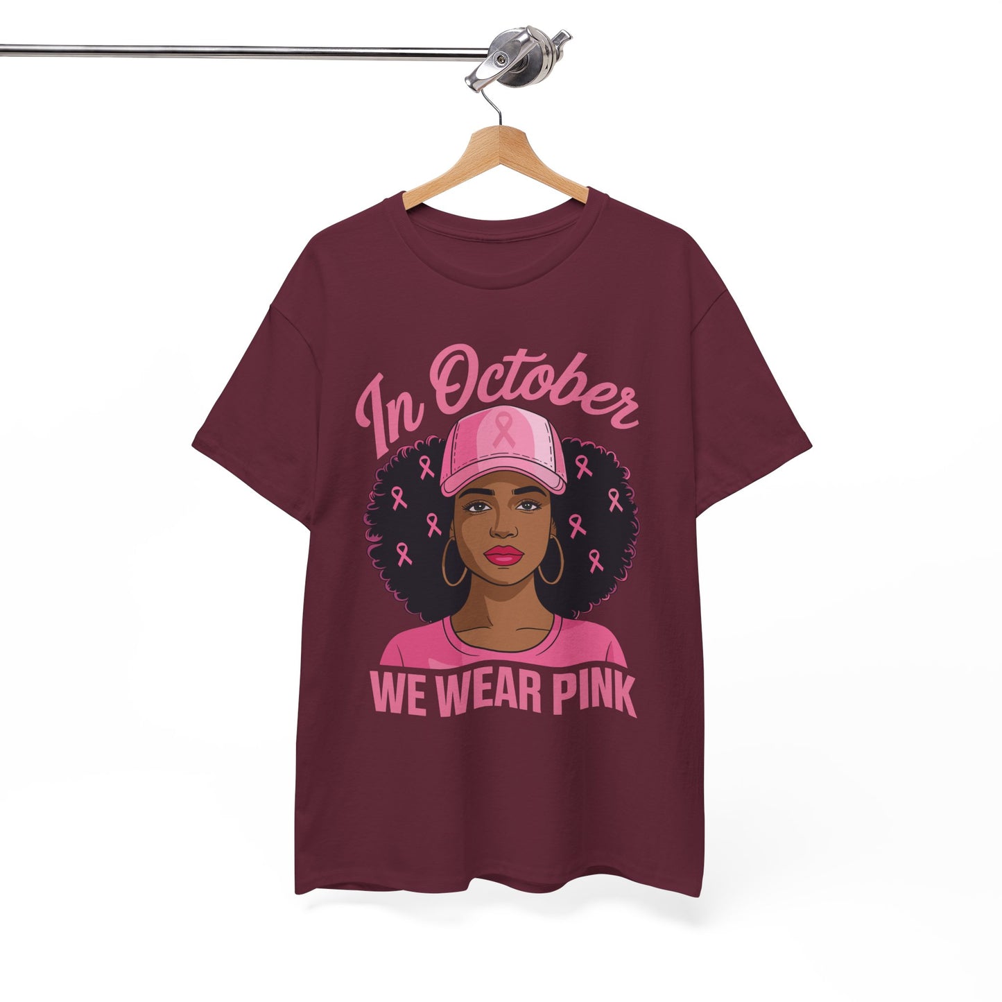 In October We Wear Pink Black Women Breast Cancer Awareness T-Shirt