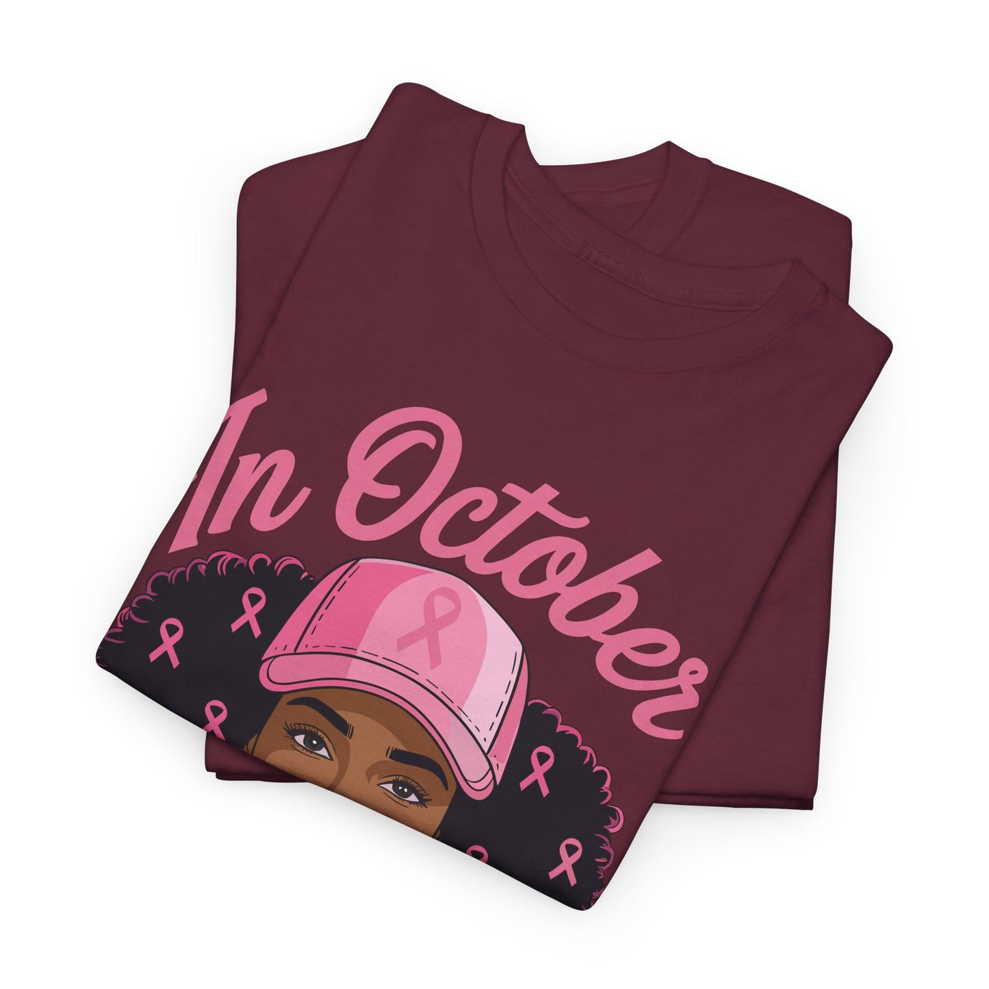 In October We Wear Pink Black Women Breast Cancer Awareness T-Shirt