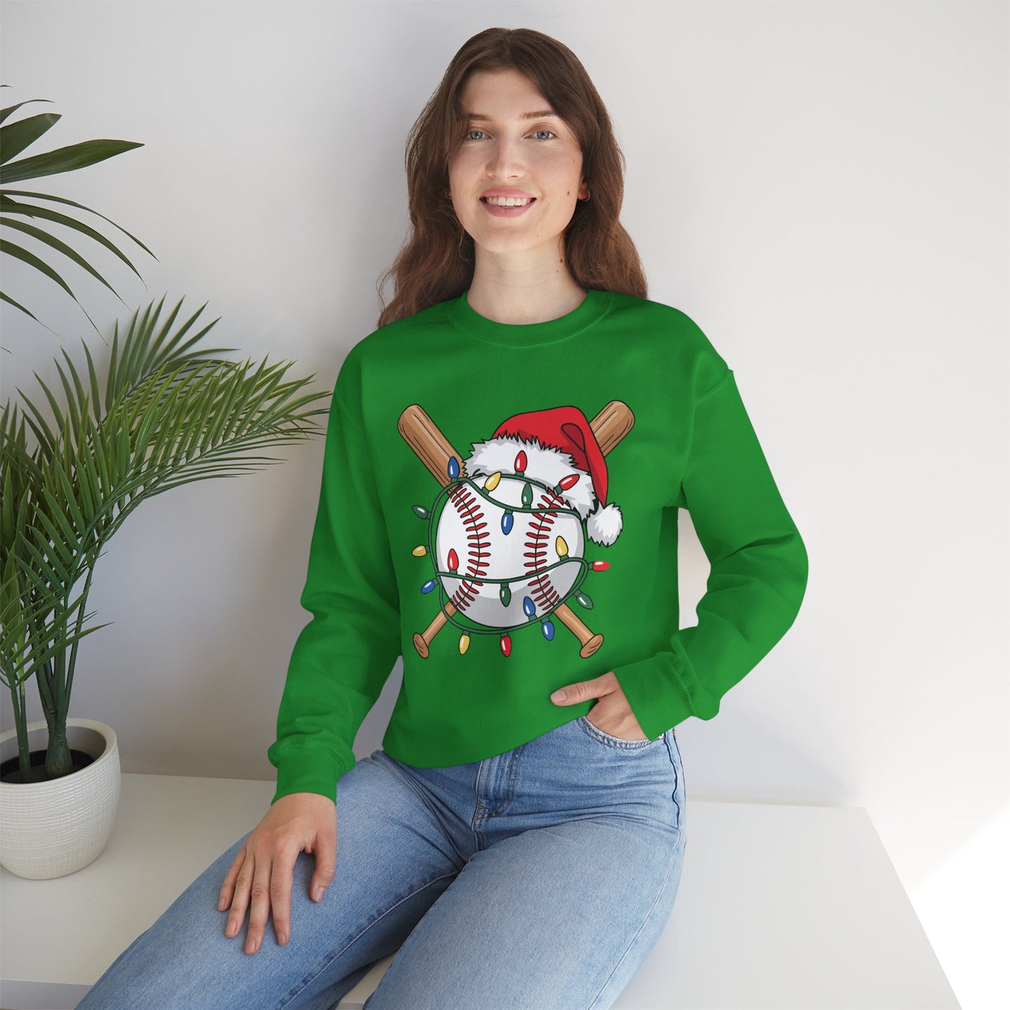 Santa Sports Design For Men Boys Christmas Baseball Player Sweatshirt