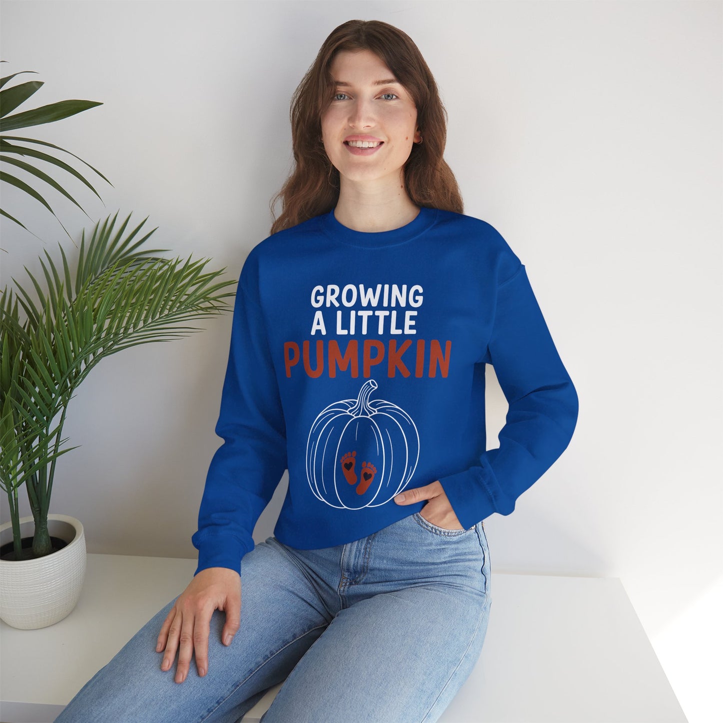 Growing A Little Pumpkin Fall Thanksgiving Baby Bump Wife Sweatshirt