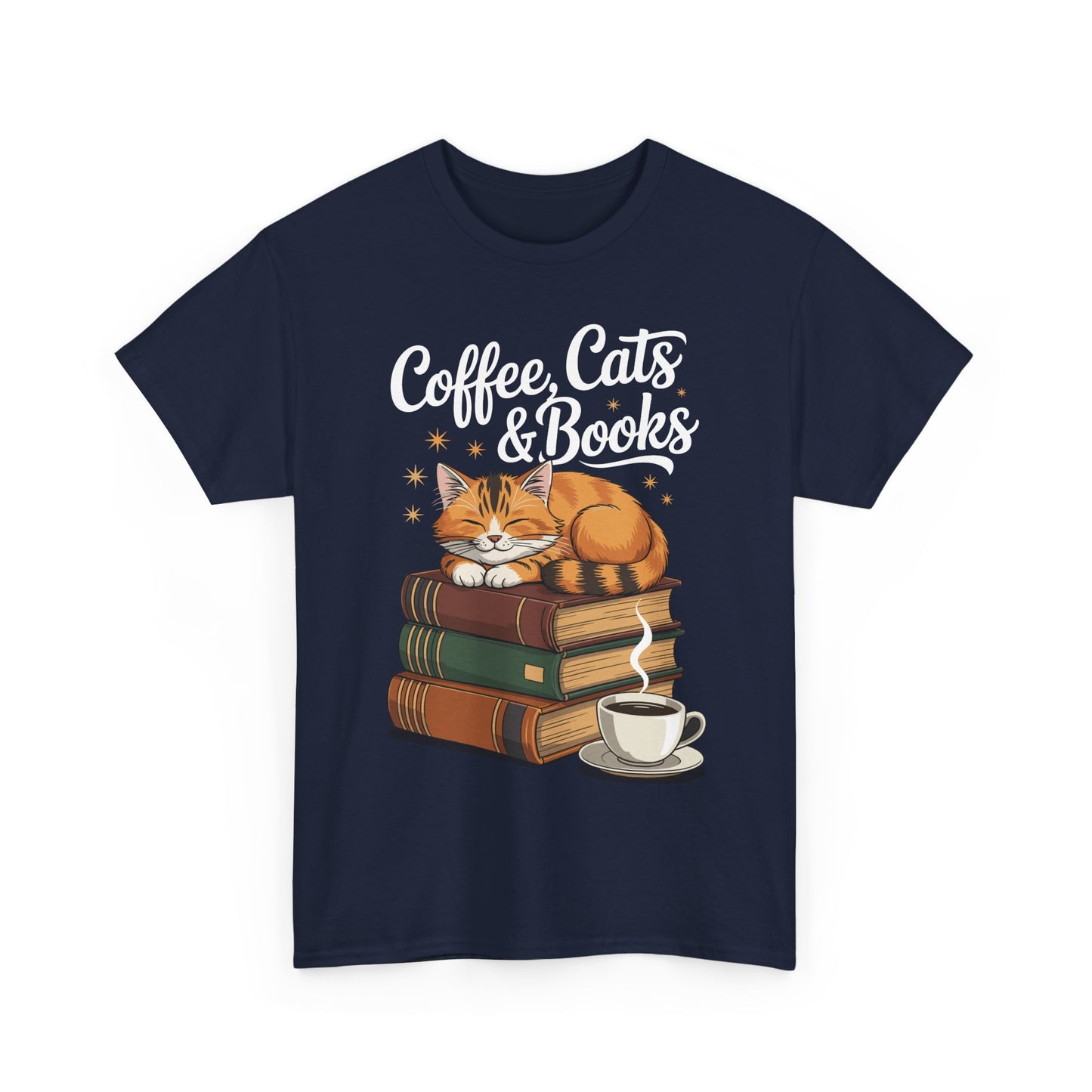 Coffee Cats & Books Lover Tee