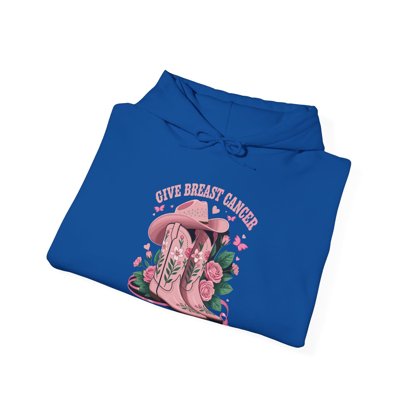 Give Breast Cancer The Boot Cowgirl Cancer Awareness Ribbon Hoodie