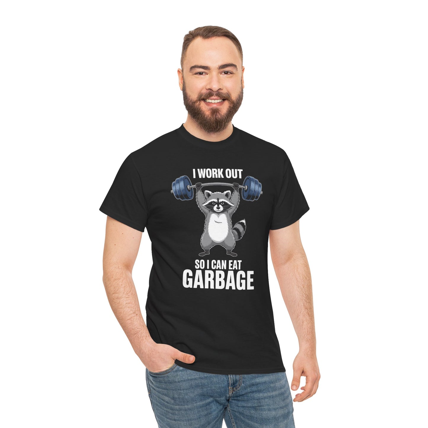 Raccoon Deadlift Bodybuilding Animal Funny Gym Fitness T-Shirt
