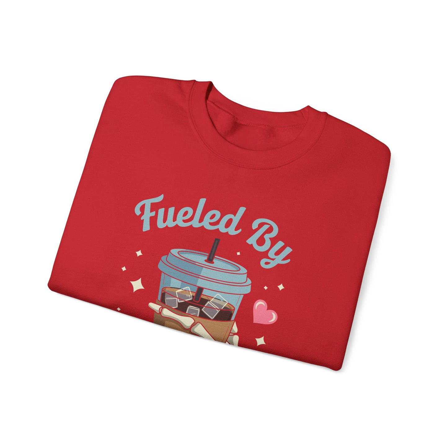 Fueled by Iced Coffee and Anxiety Funny Coffee Lover Sweatshirt