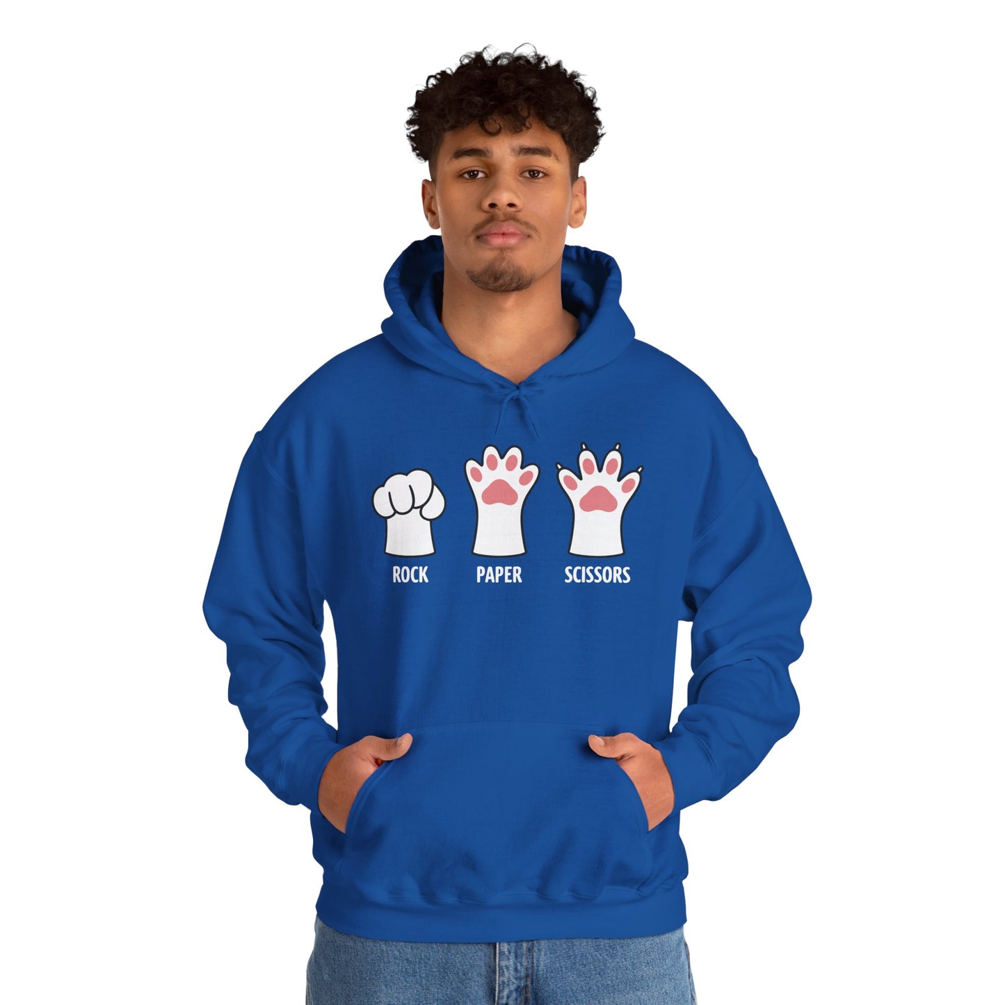 Funny Introvert Cat Animal Rescue Rock Paper Scissors Cute Paw Cat Hoodie
