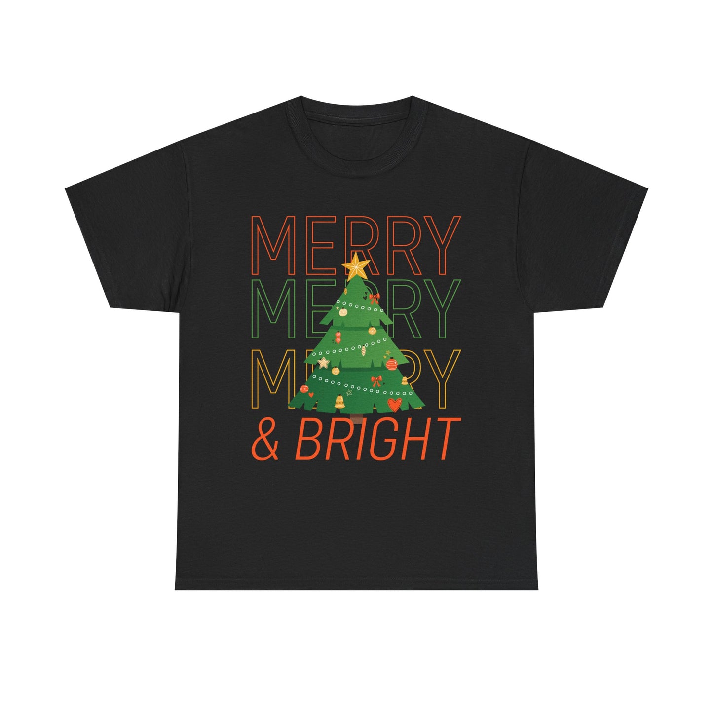 Merry and Bright Christmas Tee Cute Holiday Shirt for Men and Women