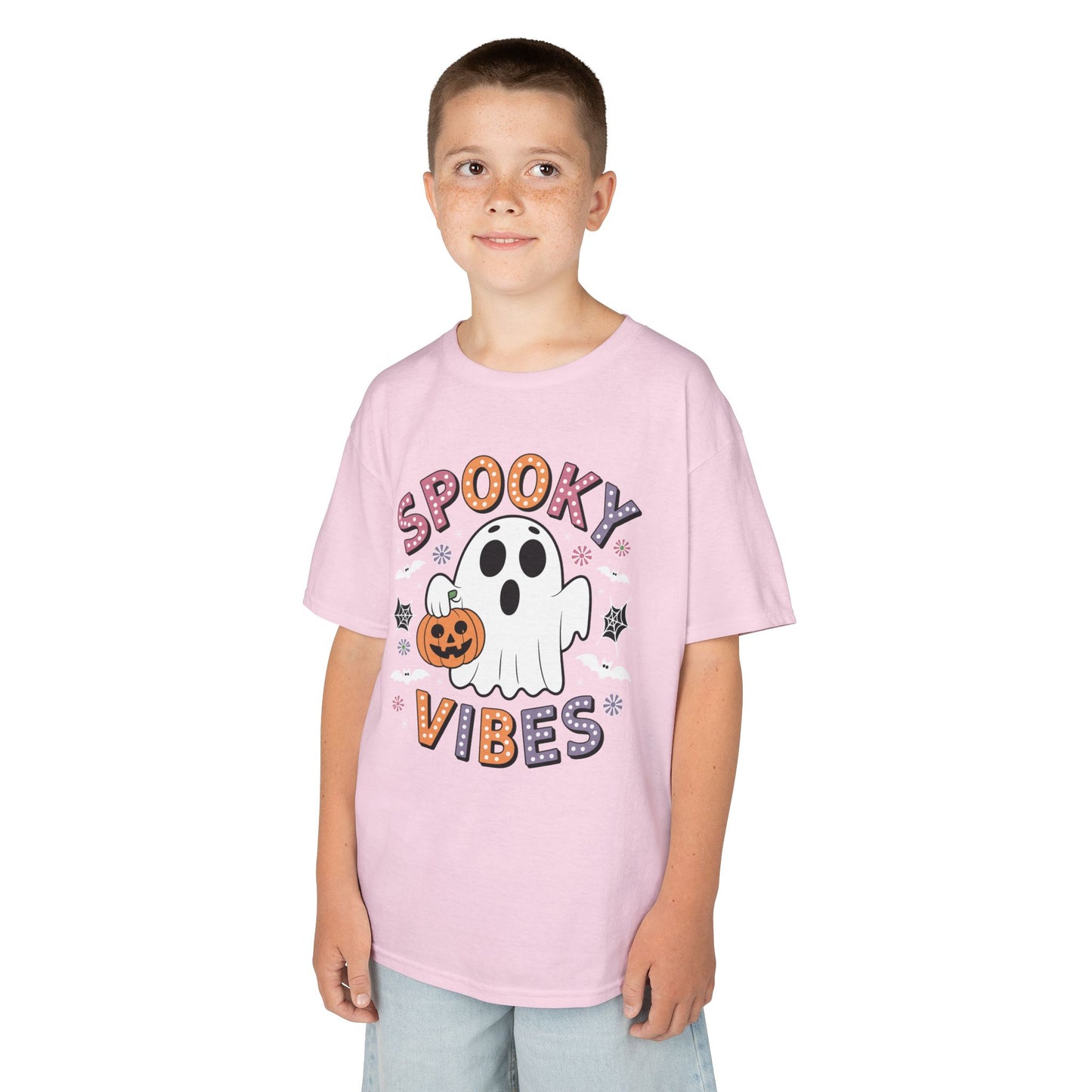 Spooky Vibes Ghost Retro Groovy Halloween Kids T-Shirt