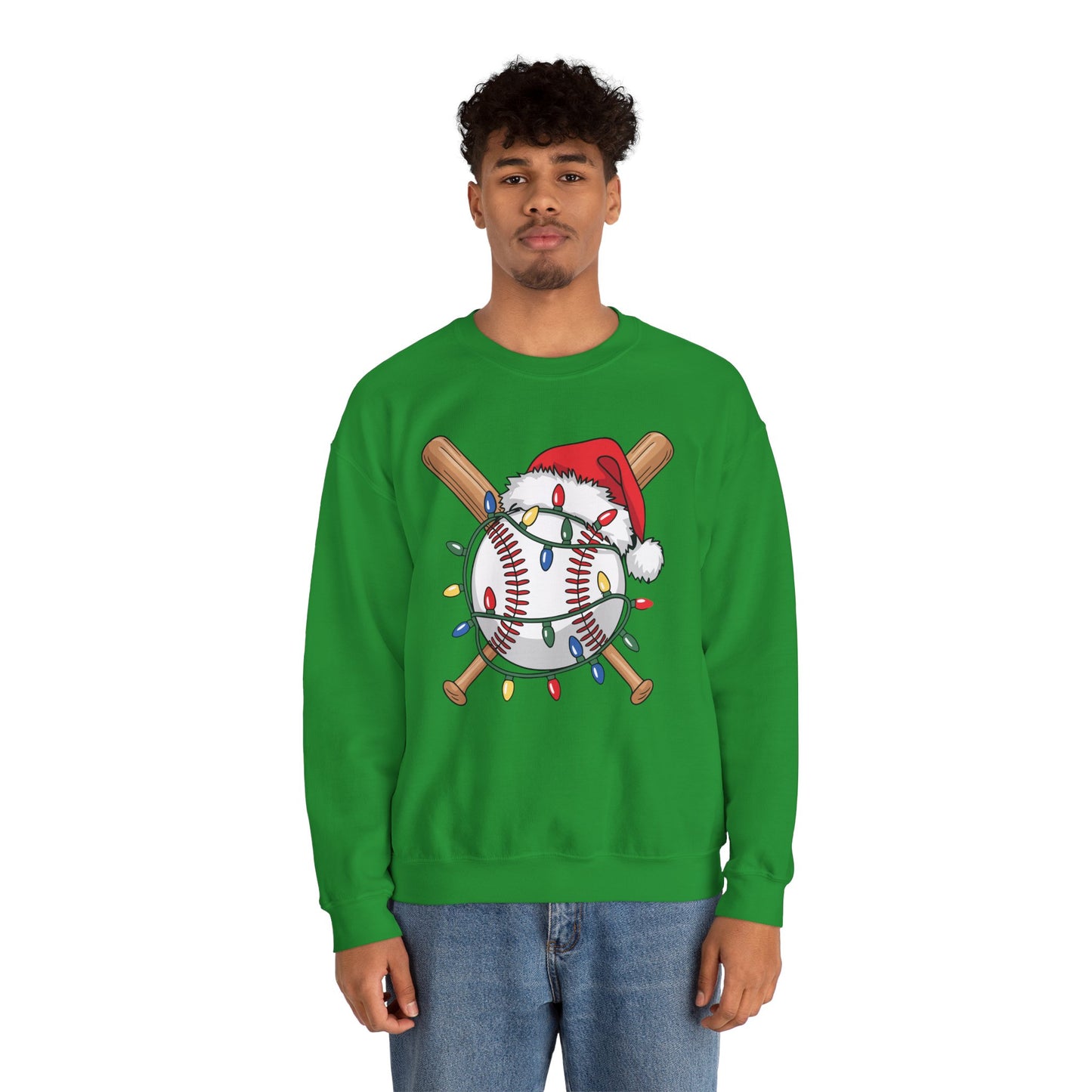 Santa Sports Design For Men Boys Christmas Baseball Player Sweatshirt