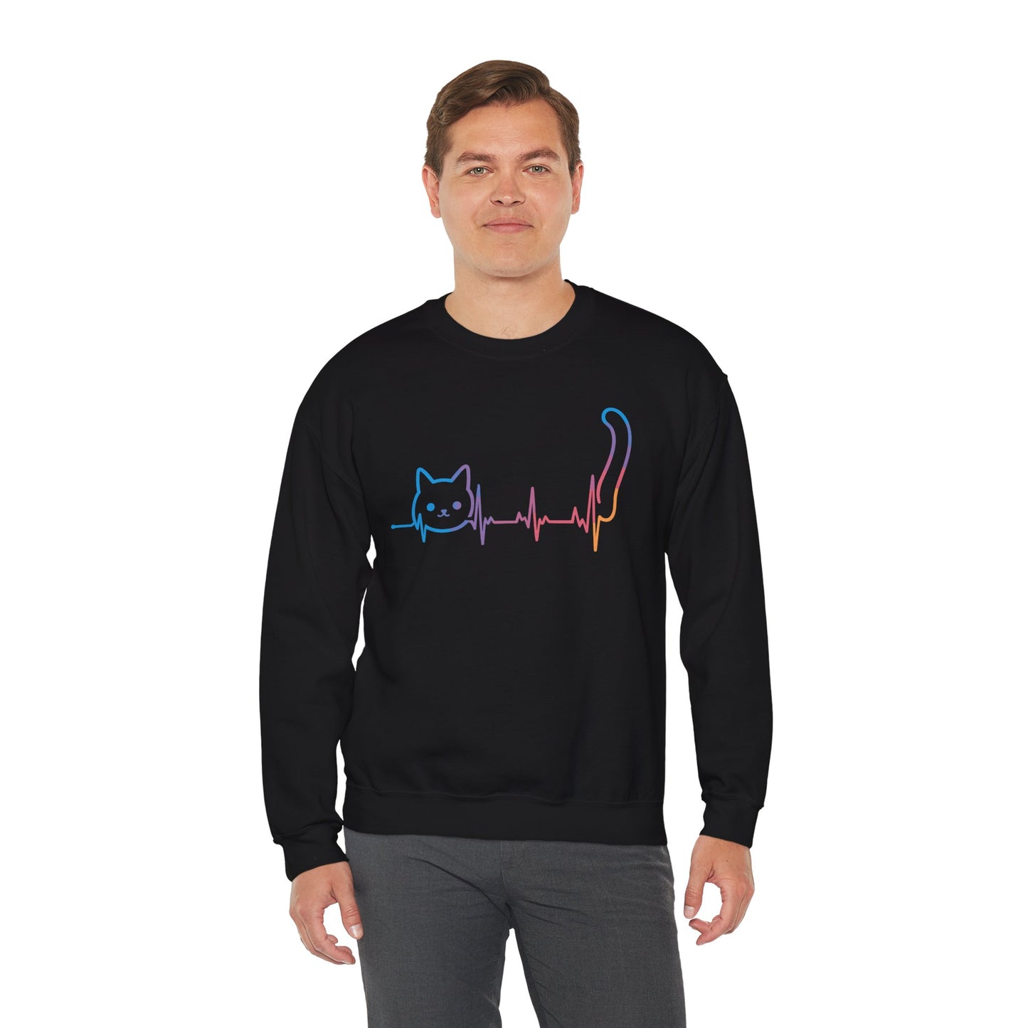 Heartbeat Cat Lover Animal Silhouette Cute Cat Sweatshirt