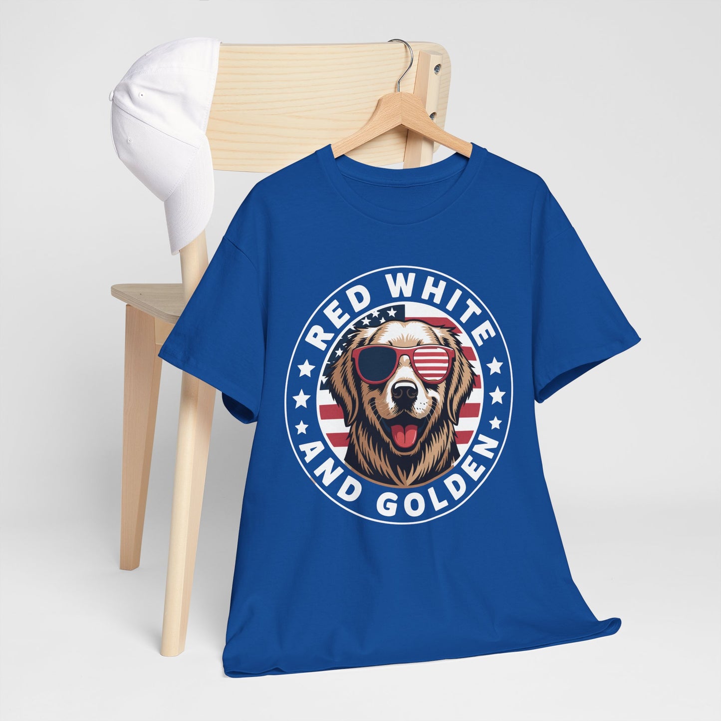Red White Golden Retriever American Flag 4th of July Gift T-Shirt