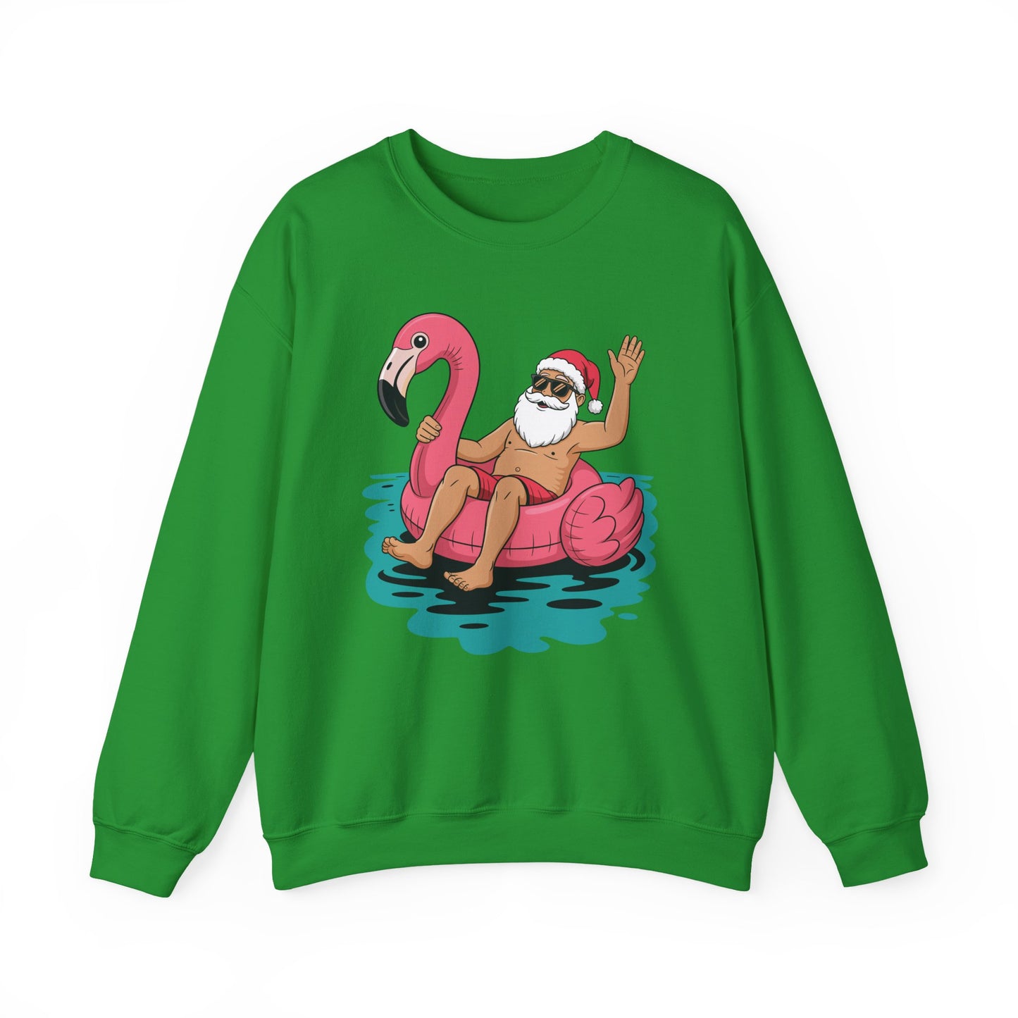 Santa Flamingo Floatie Funny Christmas In July Summer Xmas Sweatshirt