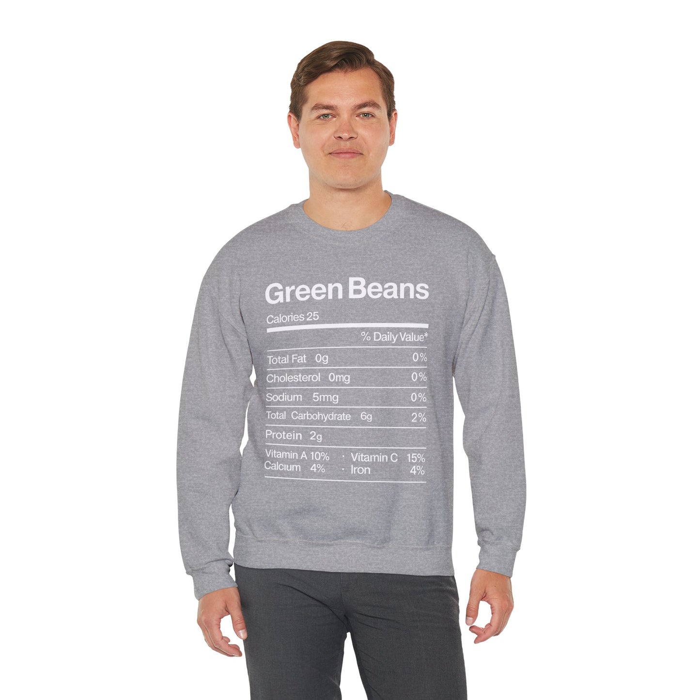 Green Beans Nutrition Facts Funny Thanksgiving Christmas Sweatshirt