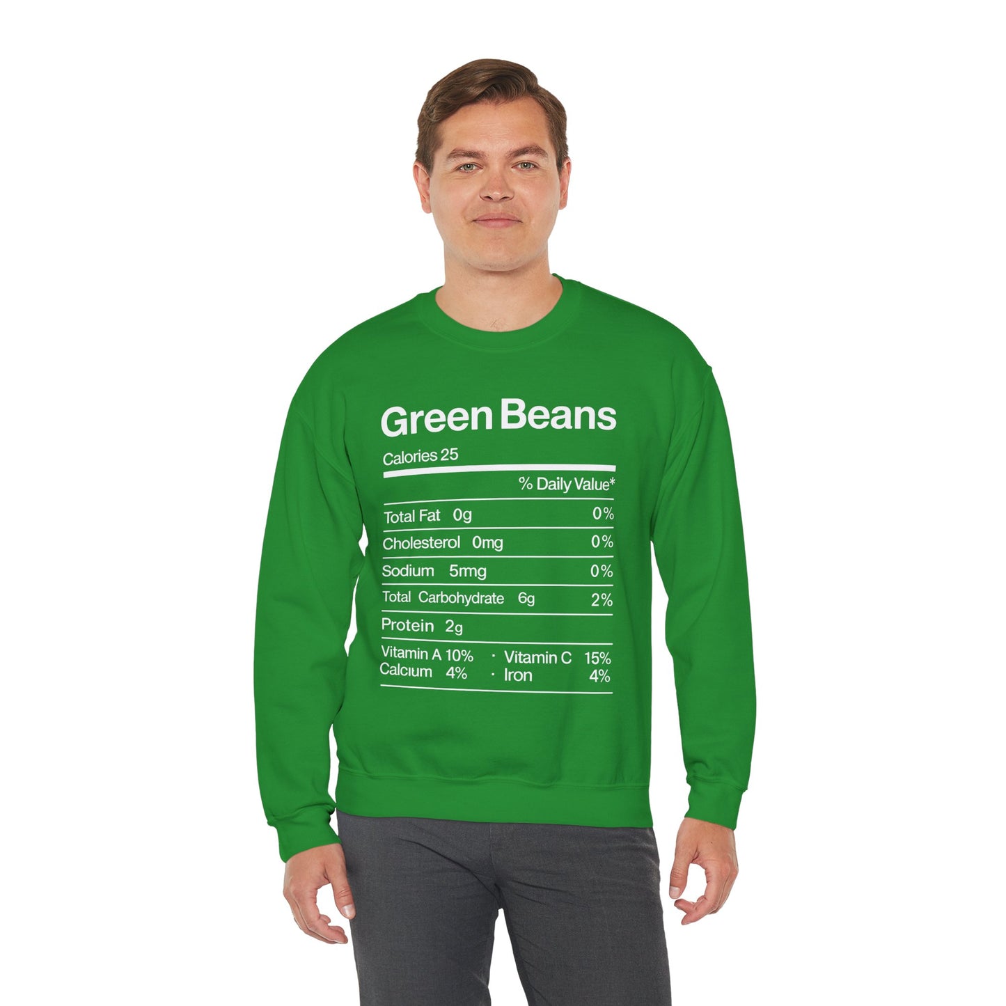 Green Beans Nutrition Facts Funny Thanksgiving Christmas Sweatshirt