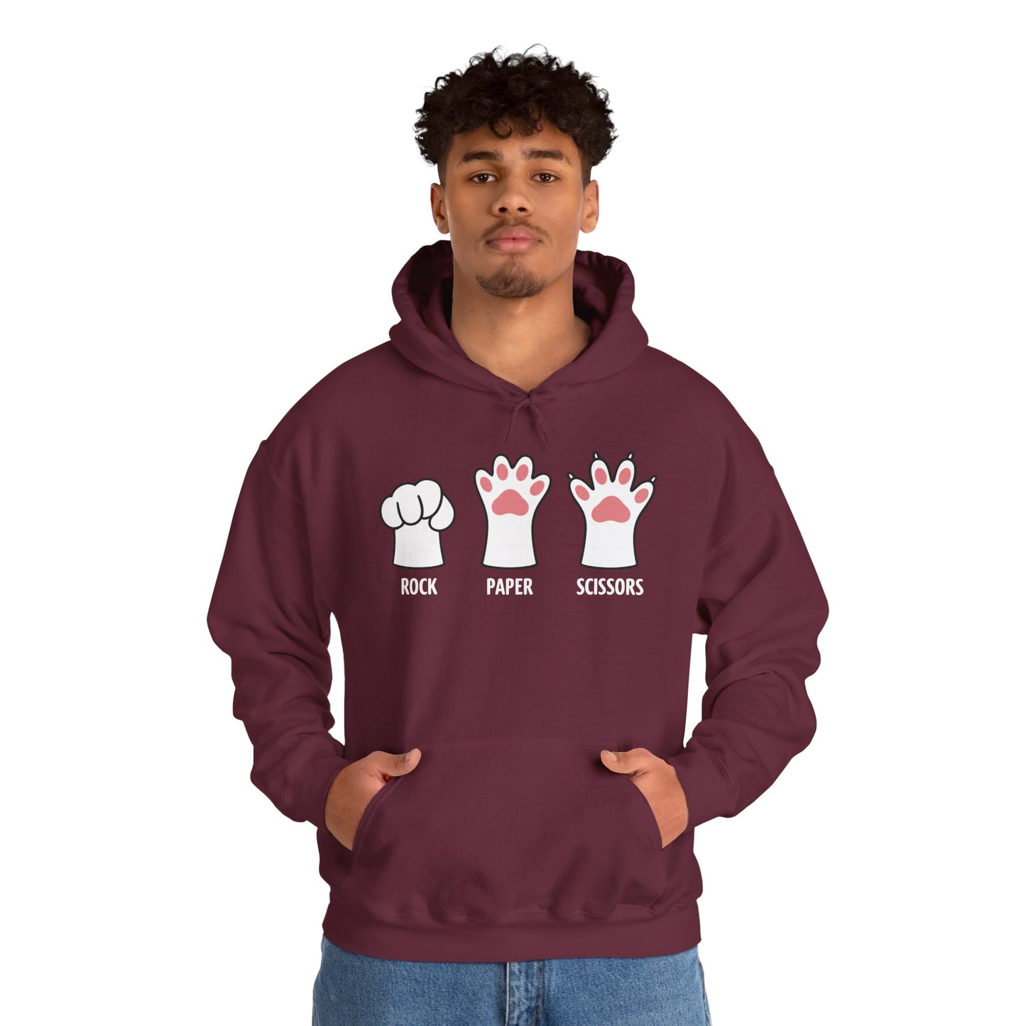 Funny Introvert Cat Animal Rescue Rock Paper Scissors Cute Paw Cat Hoodie