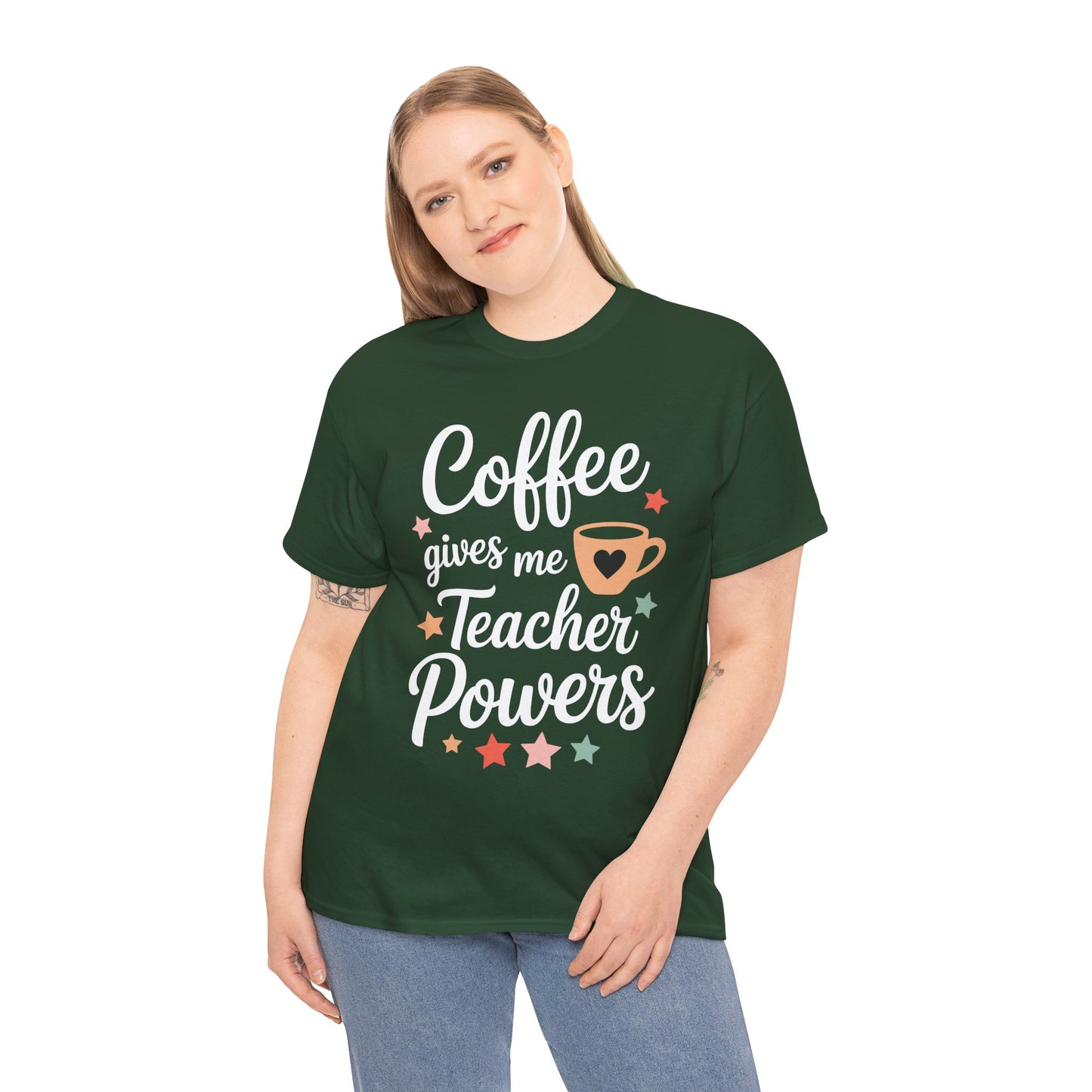 Coffee Gives Me Teacher Powers, Cute Teacher Appreciation T-Shirt