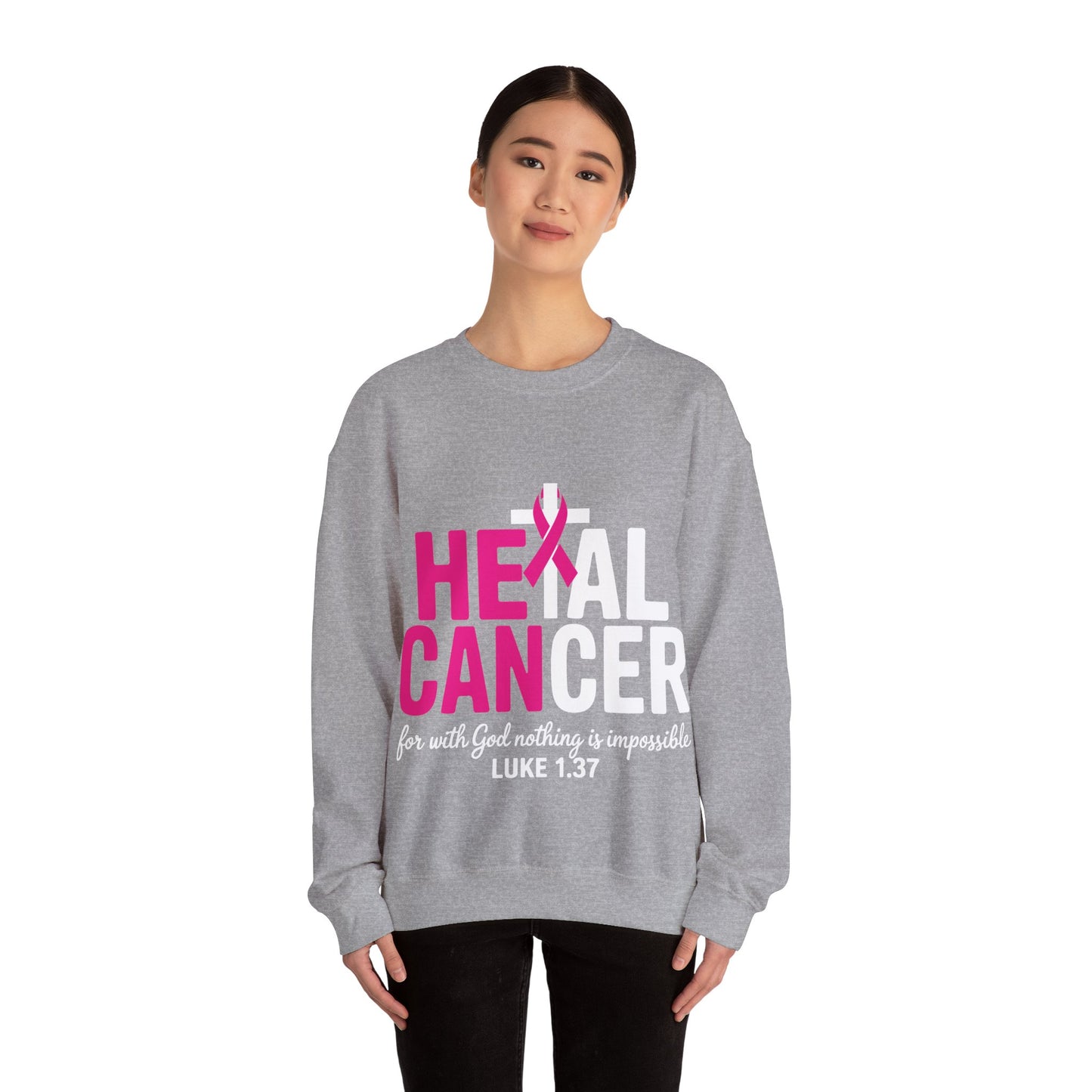 Heal Cancer Believe God Christian Breast Cancer Awareness Sweatshirt