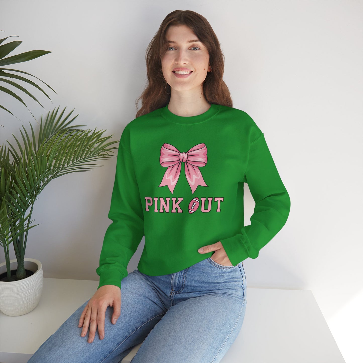 Pink Out Football Bow Preppy Breast Cancer Awareness Women Sweatshirt