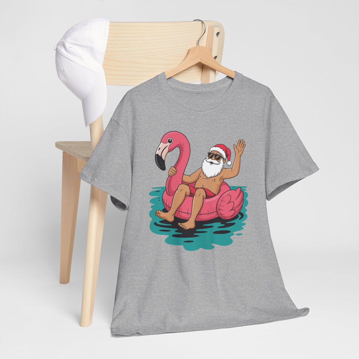 Santa Flamingo Floatie Funny Christmas In July Summer Xmas T-Shirt