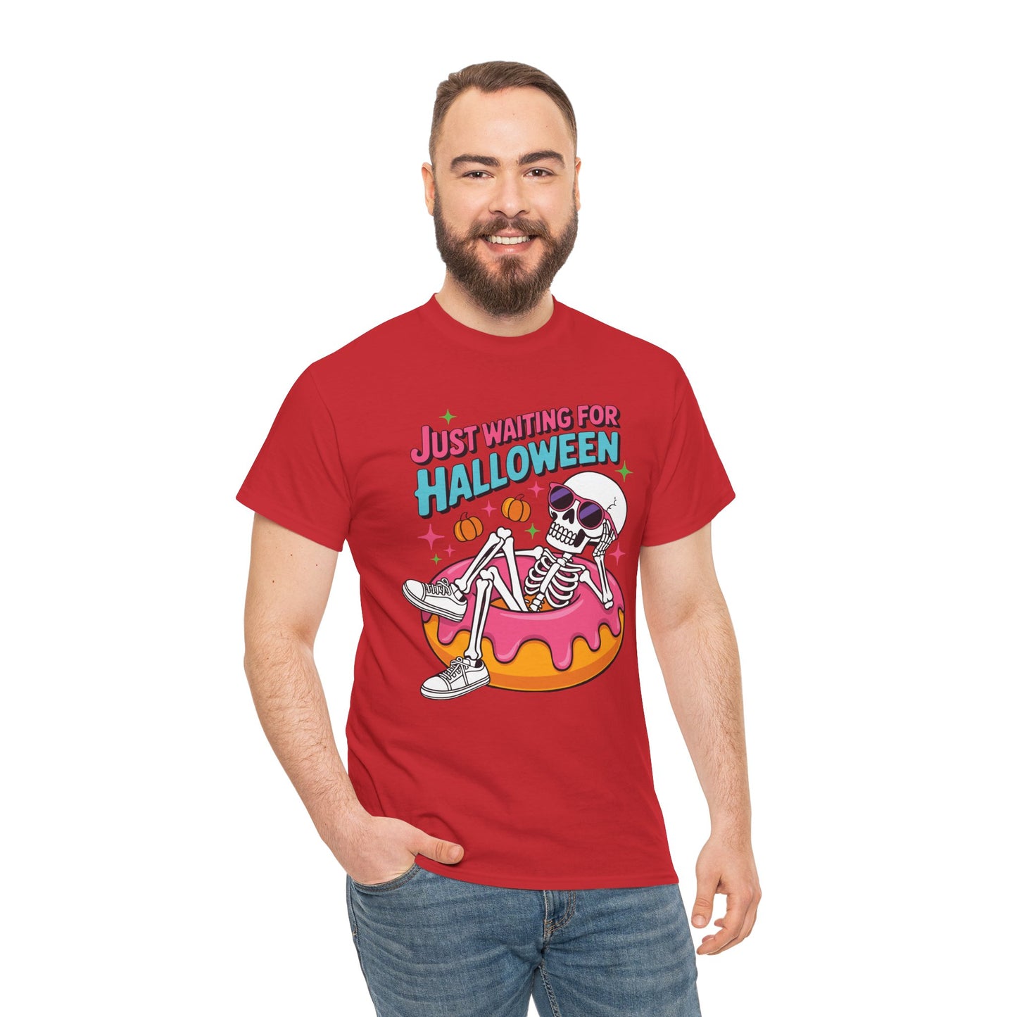 Just Waiting For Halloween Skeleton Donut Summerween Vibes T-Shirt