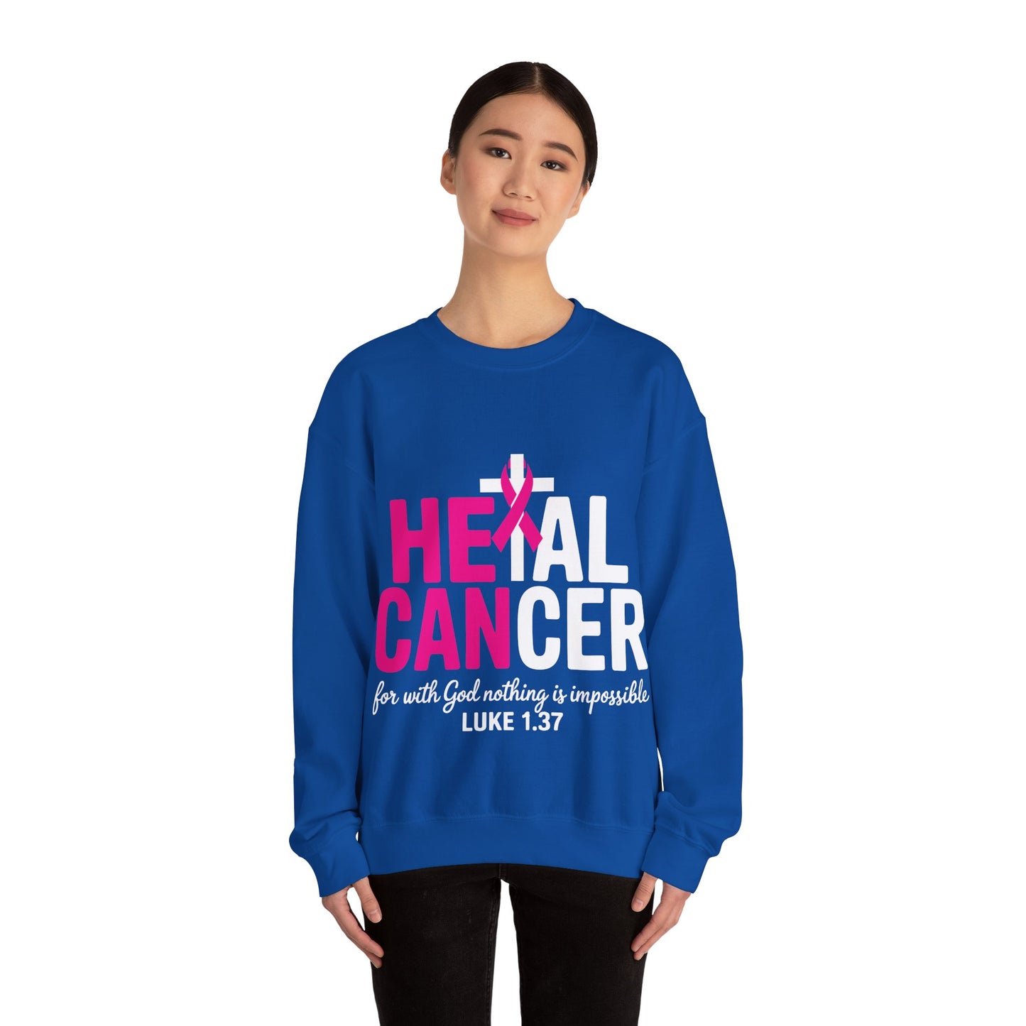 Heal Cancer Believe God Christian Breast Cancer Awareness Sweatshirt