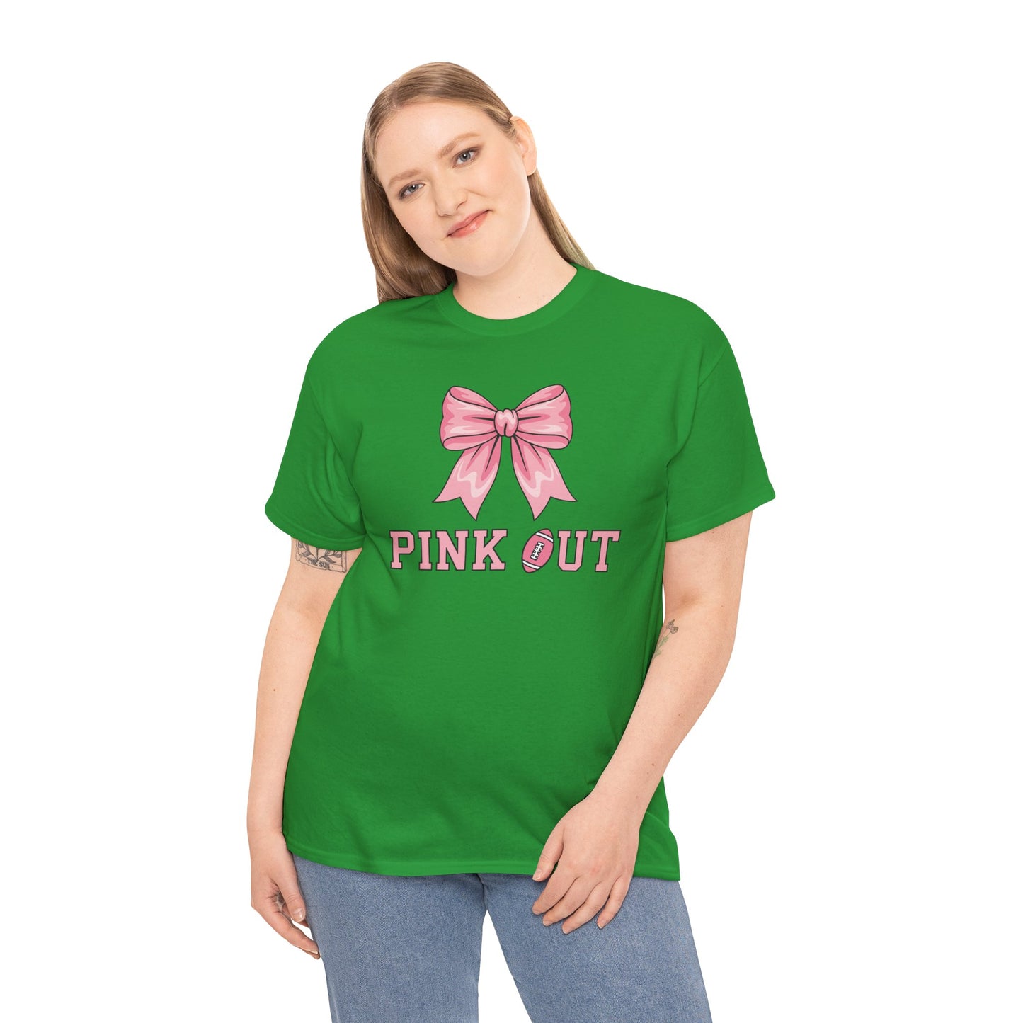 Pink Out Football Bow Preppy Breast Cancer Awareness Women T-Shirt