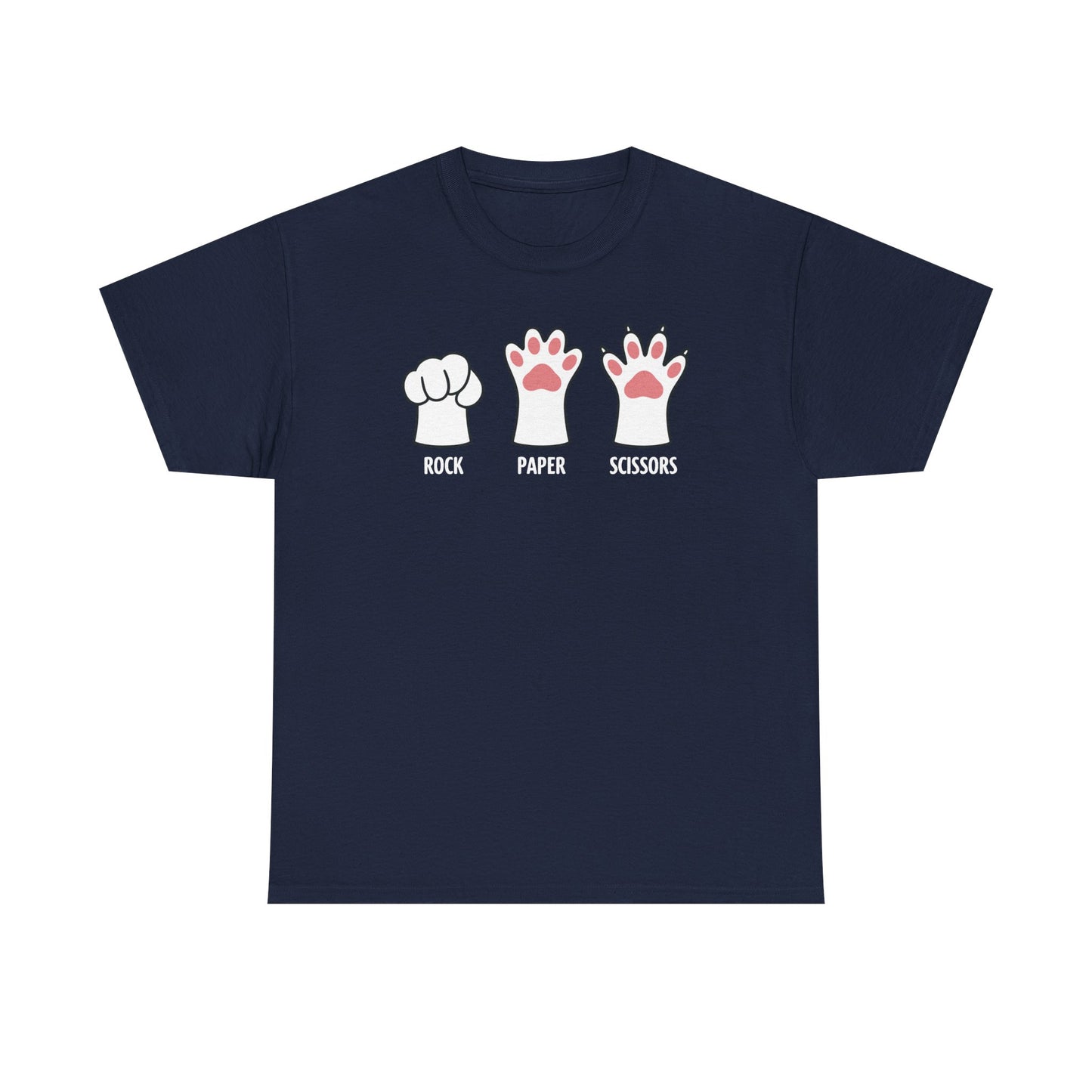 Funny Introvert Cat Animal Rescue Rock Paper Scissors Cute Paw Cat T-Shirt
