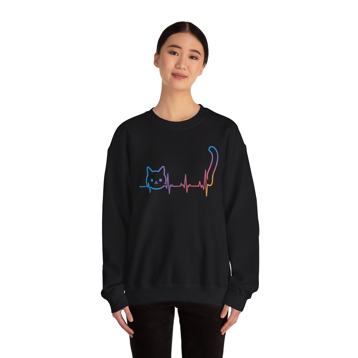 Heartbeat Cat Lover Animal Silhouette Cute Cat Sweatshirt