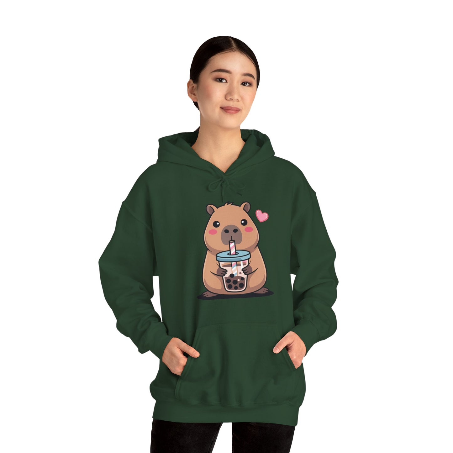 Cute Capybara Kawaii Anime Drinking Bubble Tea Lover Girls Hoodie