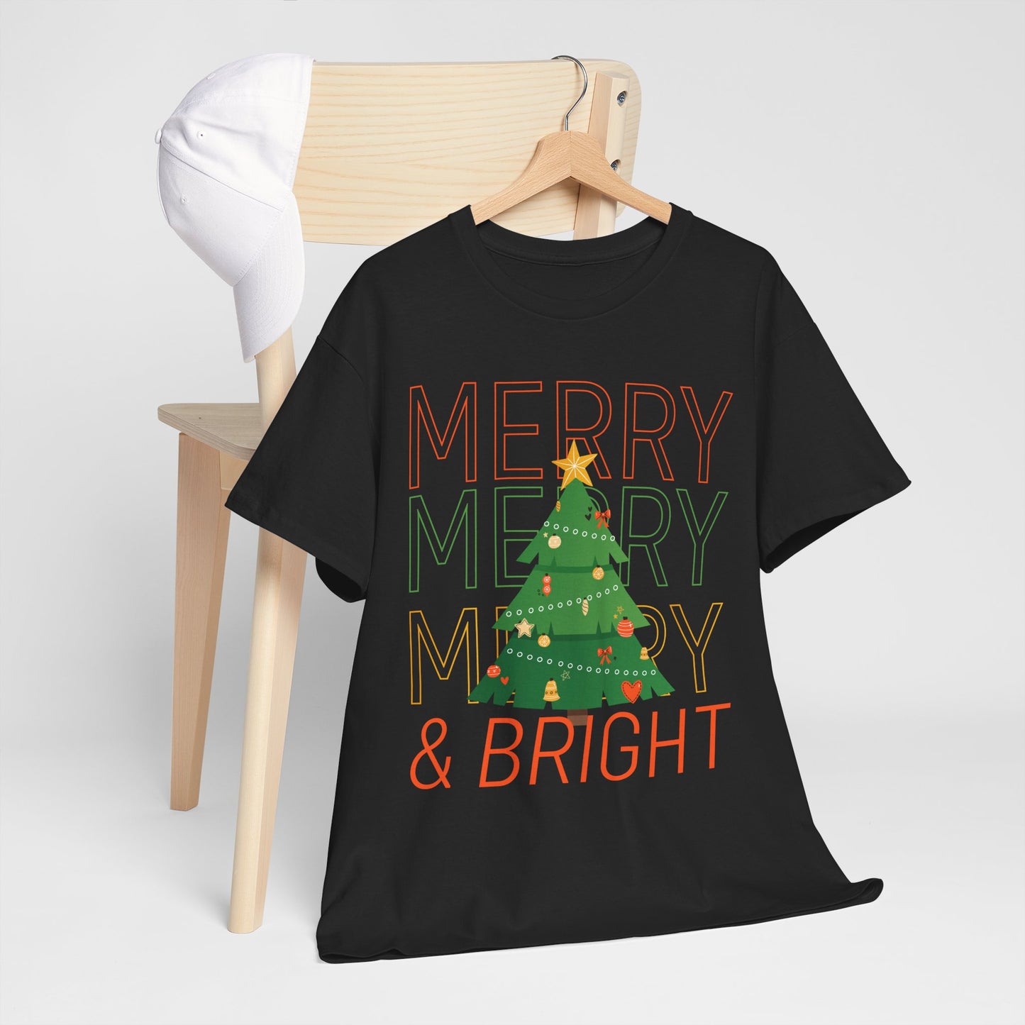 Merry and Bright Christmas Tee Cute Holiday Shirt for Men and Women