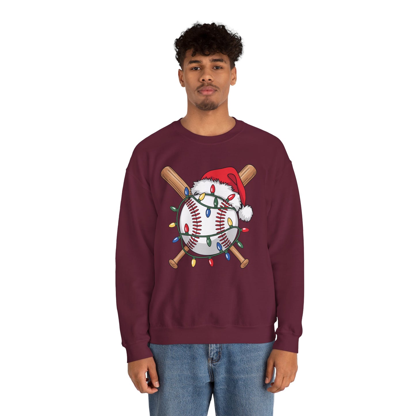 Santa Sports Design For Men Boys Christmas Baseball Player Sweatshirt