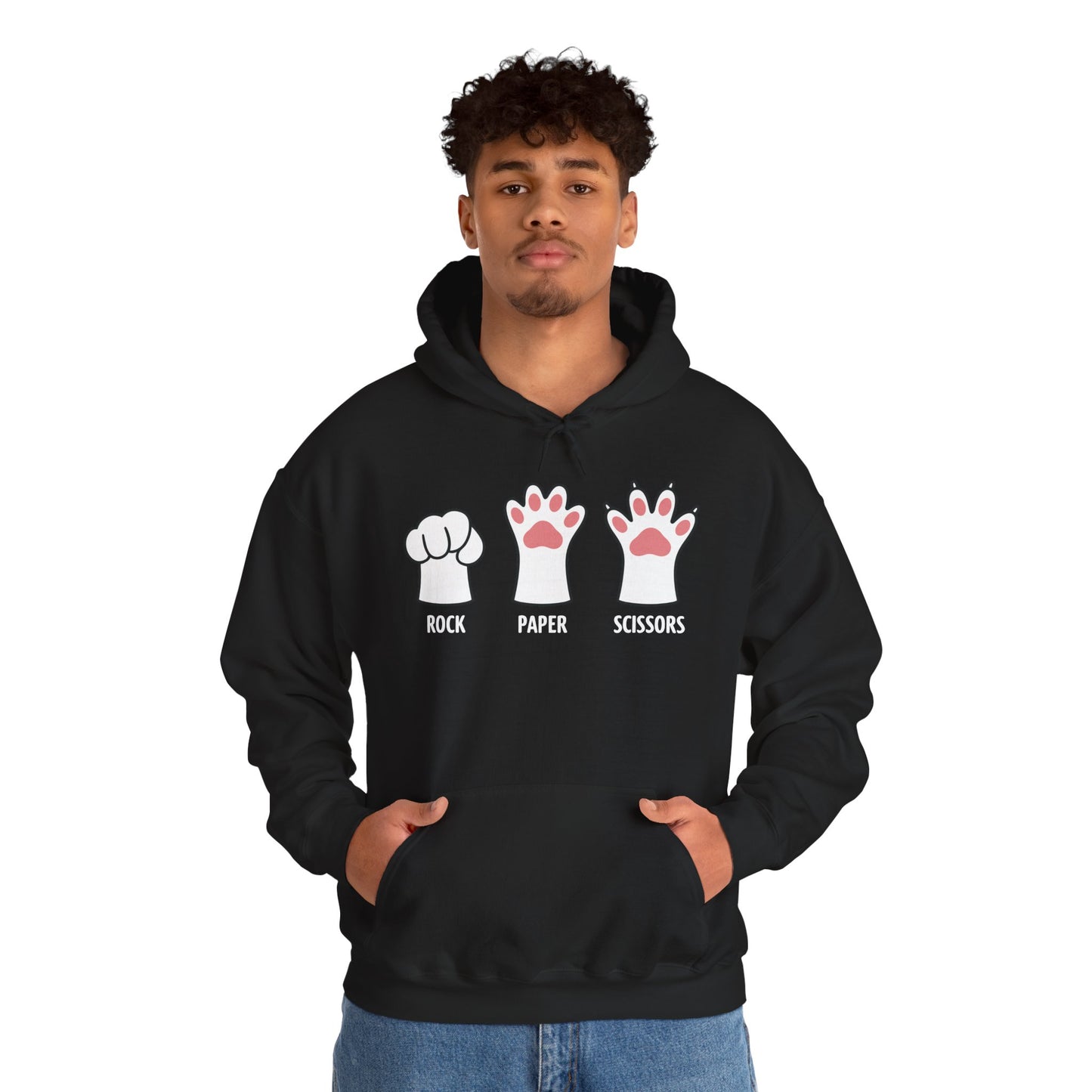 Funny Introvert Cat Animal Rescue Rock Paper Scissors Cute Paw Cat Hoodie
