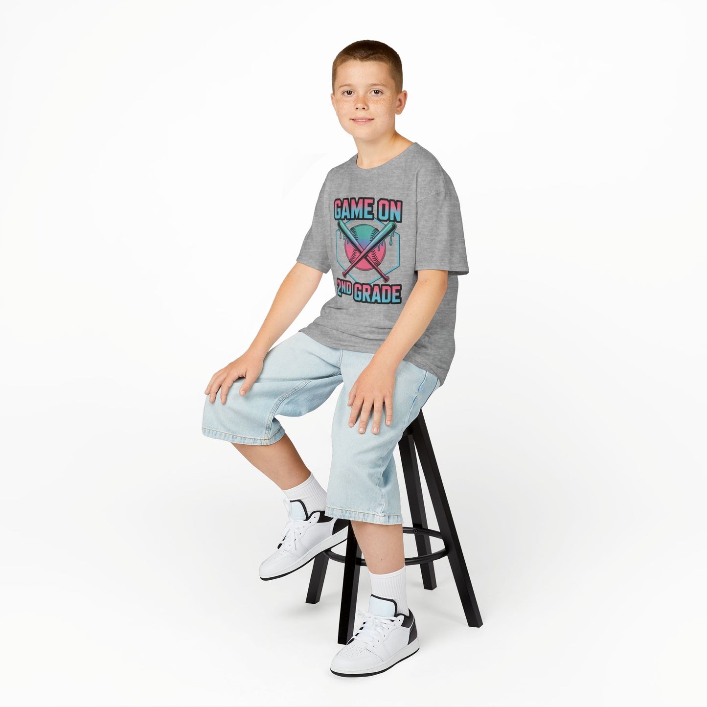 2nd Grade Back to School Baseball Drip Ice Cream Game On Kid T-Shirt
