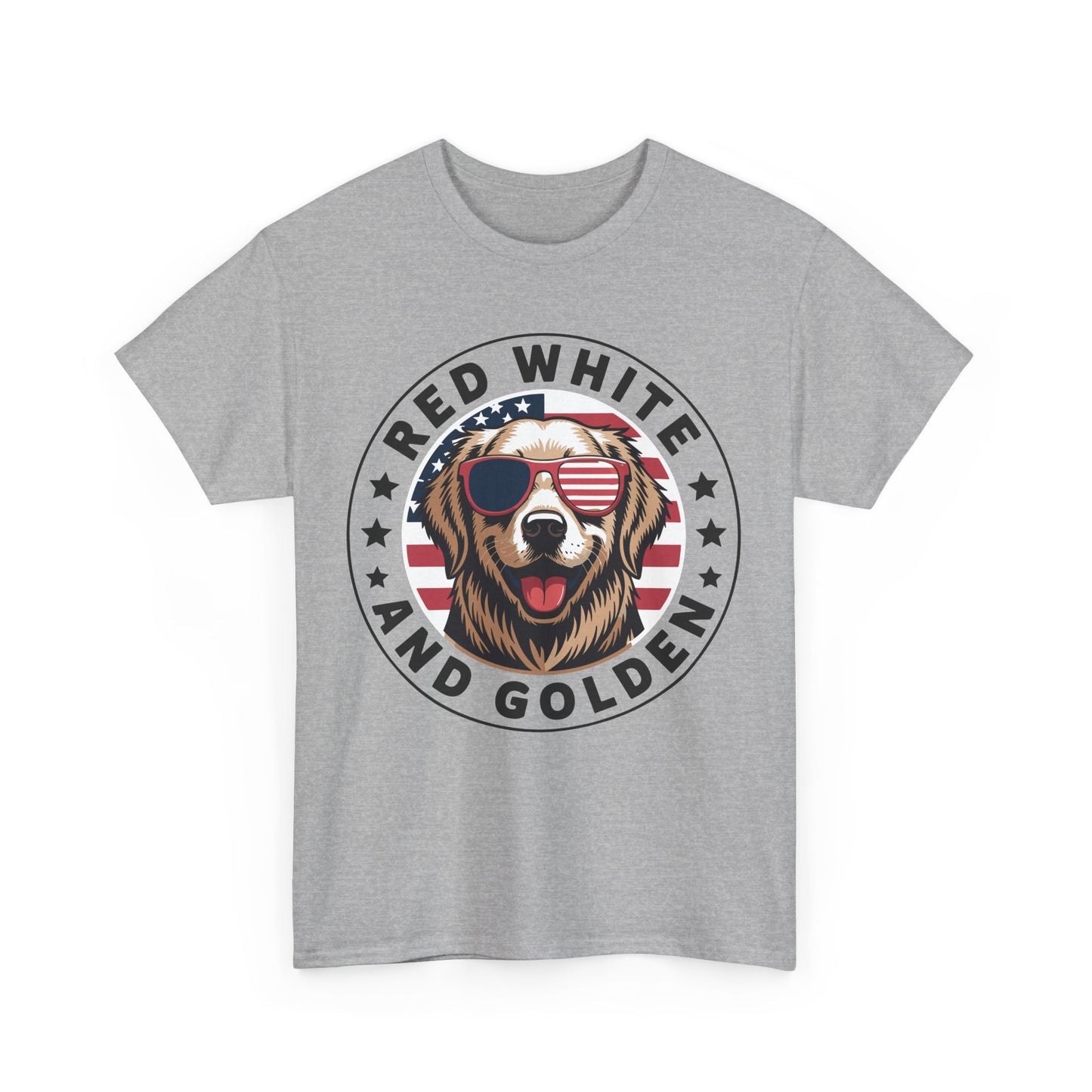 Red White Golden Retriever American Flag 4th of July Gift T-Shirt