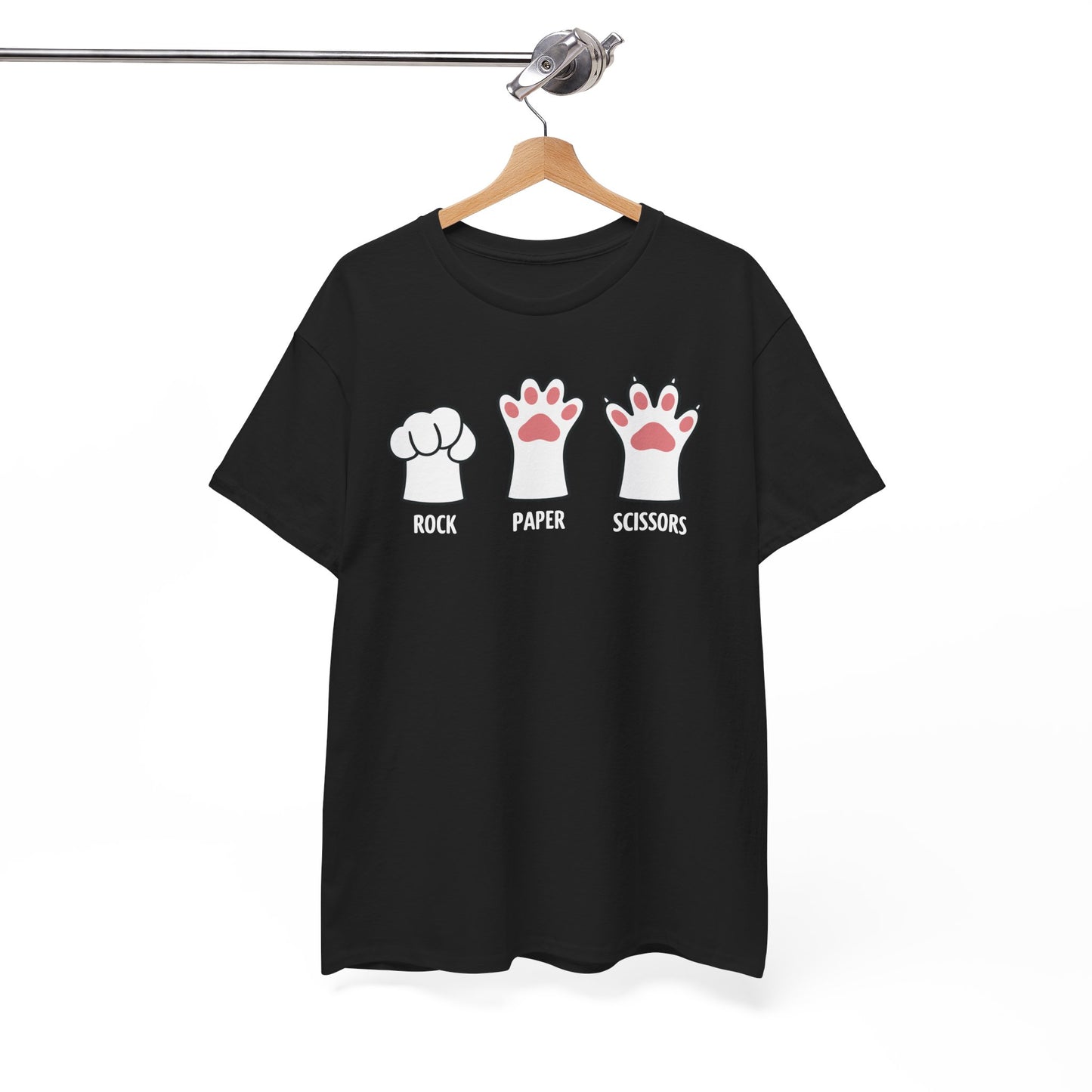 Funny Introvert Cat Animal Rescue Rock Paper Scissors Cute Paw Cat T-Shirt