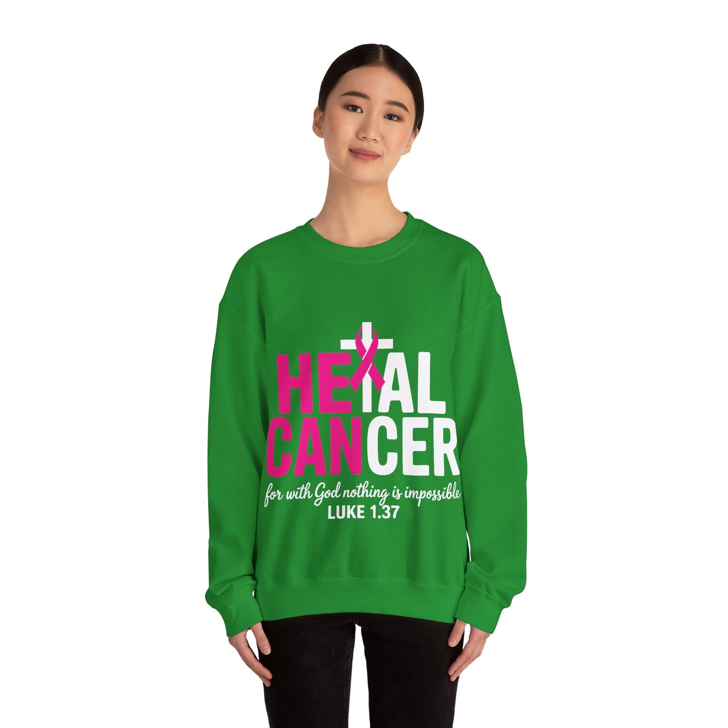 Heal Cancer Believe God Christian Breast Cancer Awareness Sweatshirt