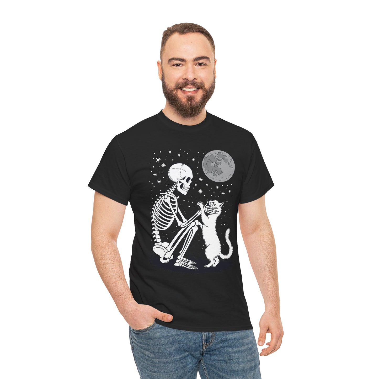 Skeleton Cat Skull Kitty Cute Goth Halloween Men Women T-Shirt