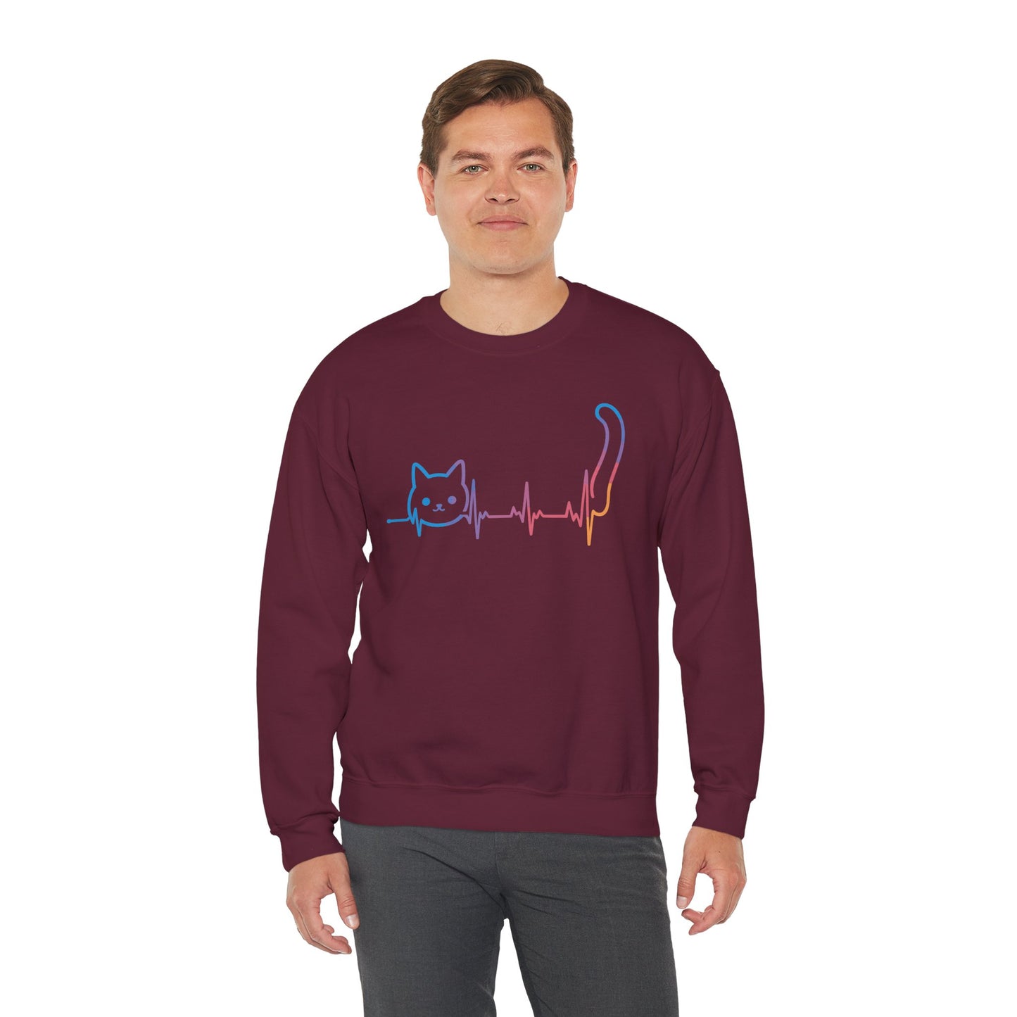 Heartbeat Cat Lover Animal Silhouette Cute Cat Sweatshirt