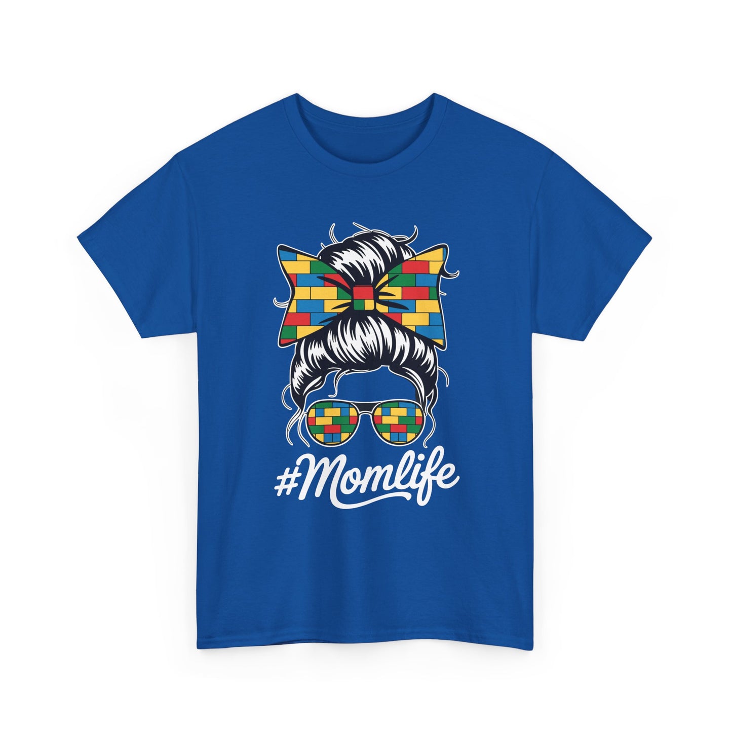 Building Block Messy Bun Mom Life Master Builder Mothers Day T-Shirt