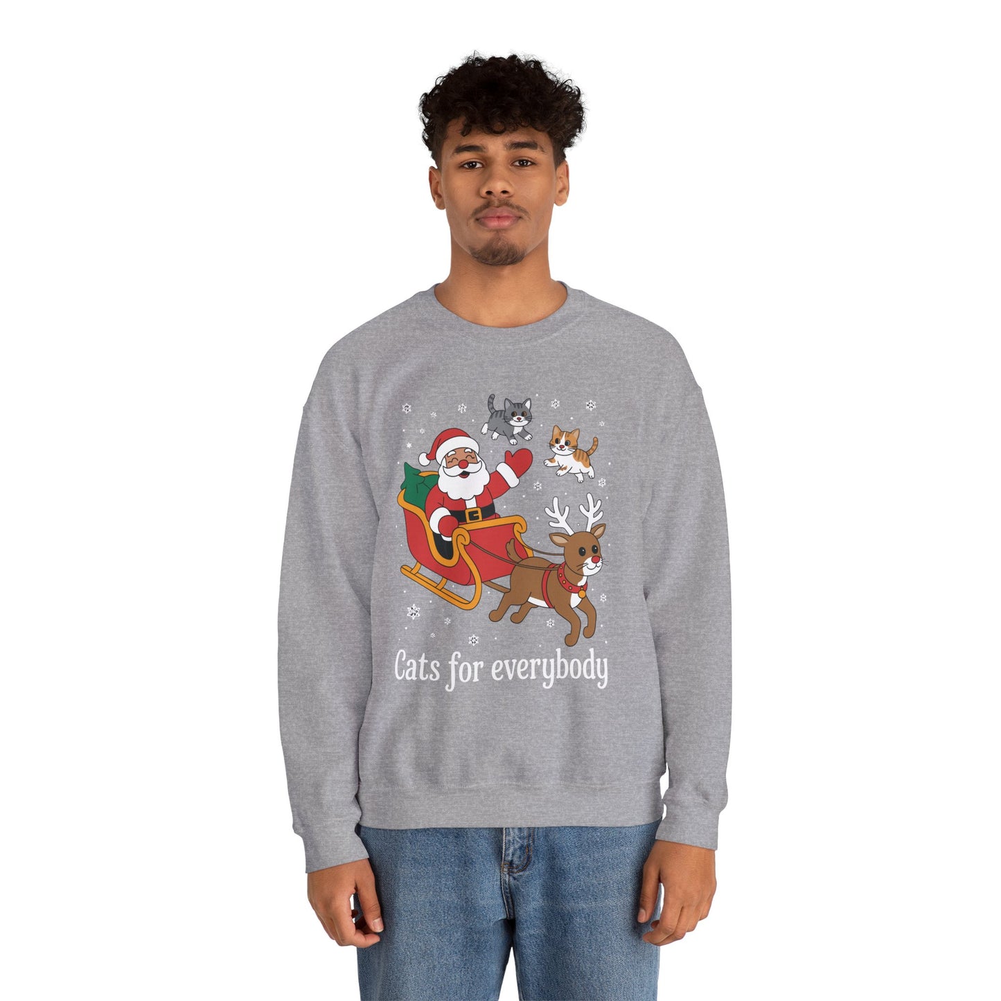 Cats For Everybody Christmas Cat Funny Xmas Women Santa Sweatshirt